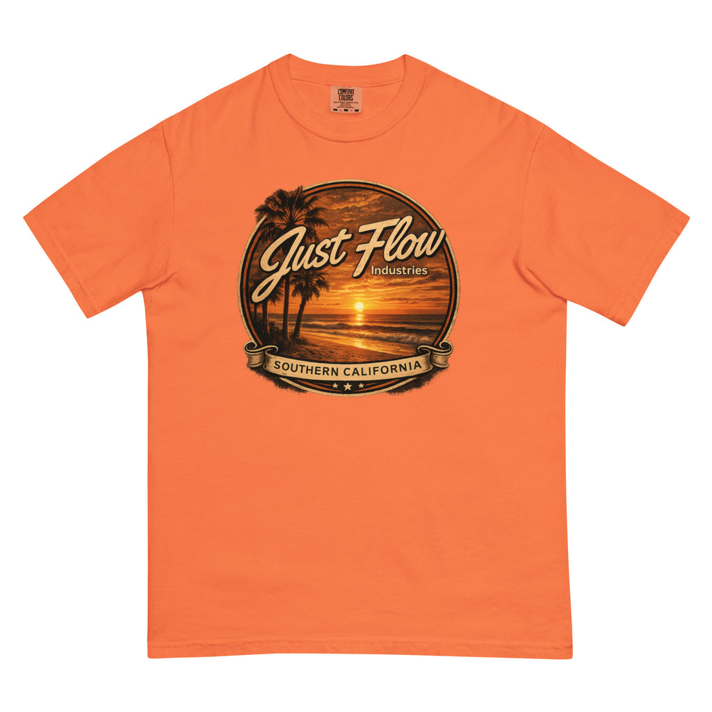 Golden Hour Feature heavyweight tee in Burnt Orange, front badge