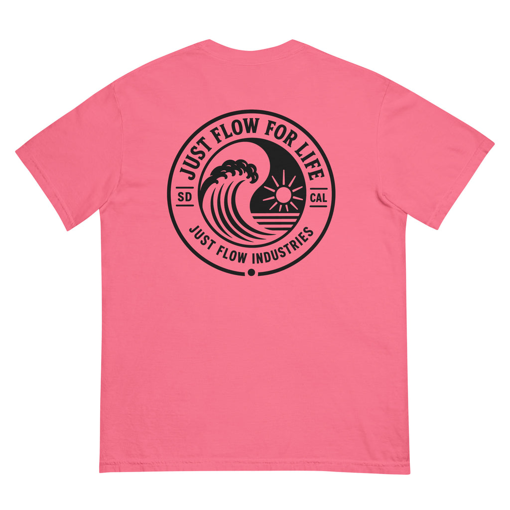 Circular Wave Crest heavyweight tee in Crunchberry with the black crest, back graphic