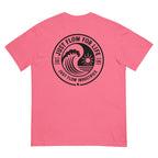 Circular Wave Crest heavyweight tee in Crunchberry with the black crest, back graphic