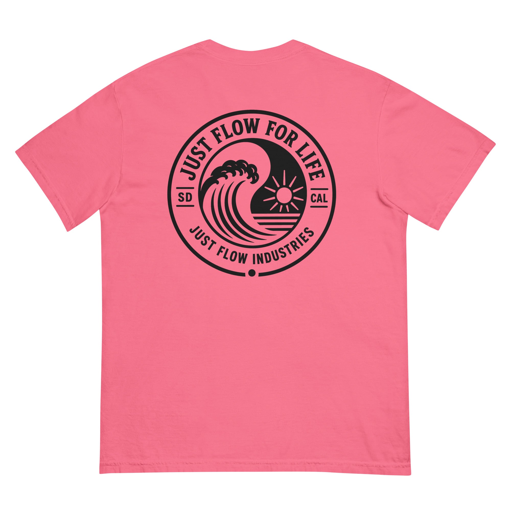 Circular Wave Crest heavyweight tee in Crunchberry with the black crest, back graphic