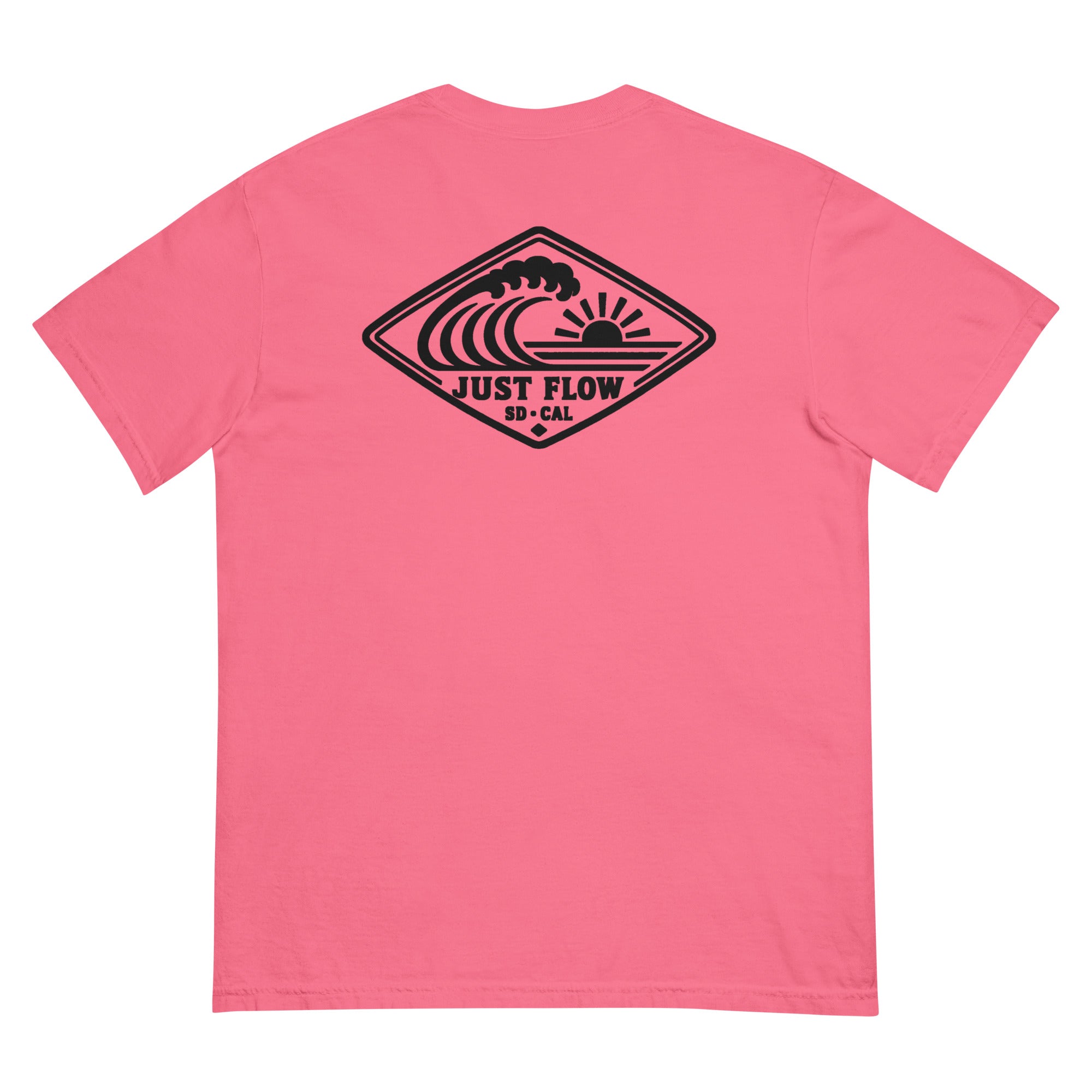 Horizontal Wave Diamond heavyweight tee in Crunchberry with the black mark, back graphic