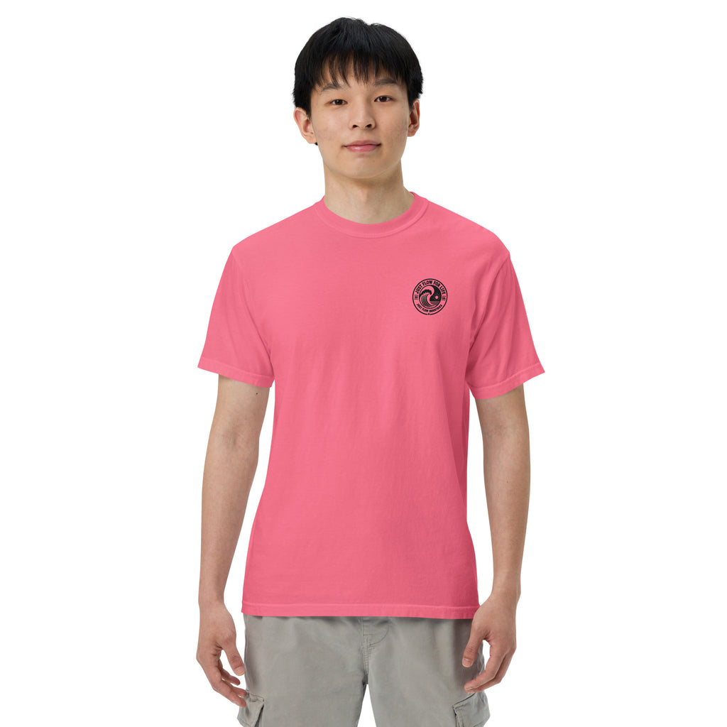 Circular Wave Crest heavyweight tee in Crunchberry with the black crest, front