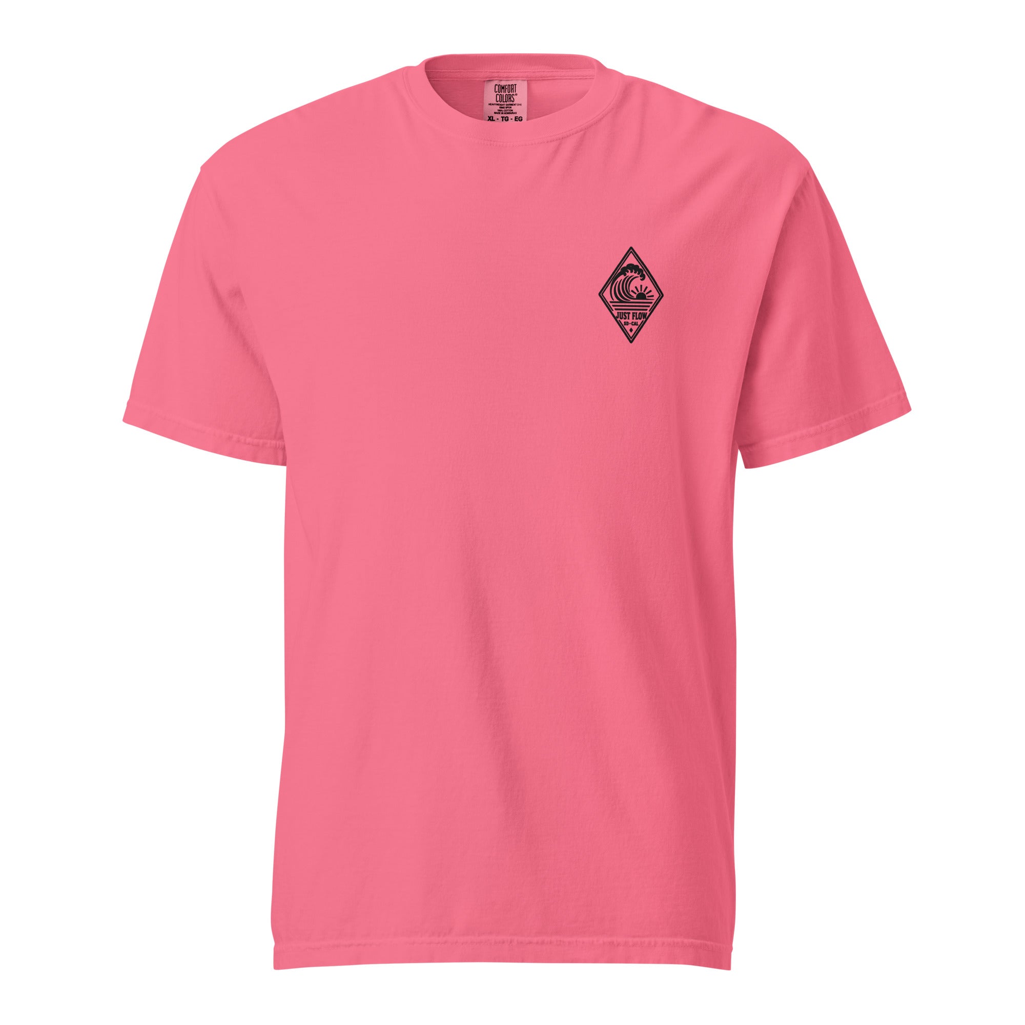 Vertical Wave Diamond heavyweight tee in Crunchberry with the black mark, front
