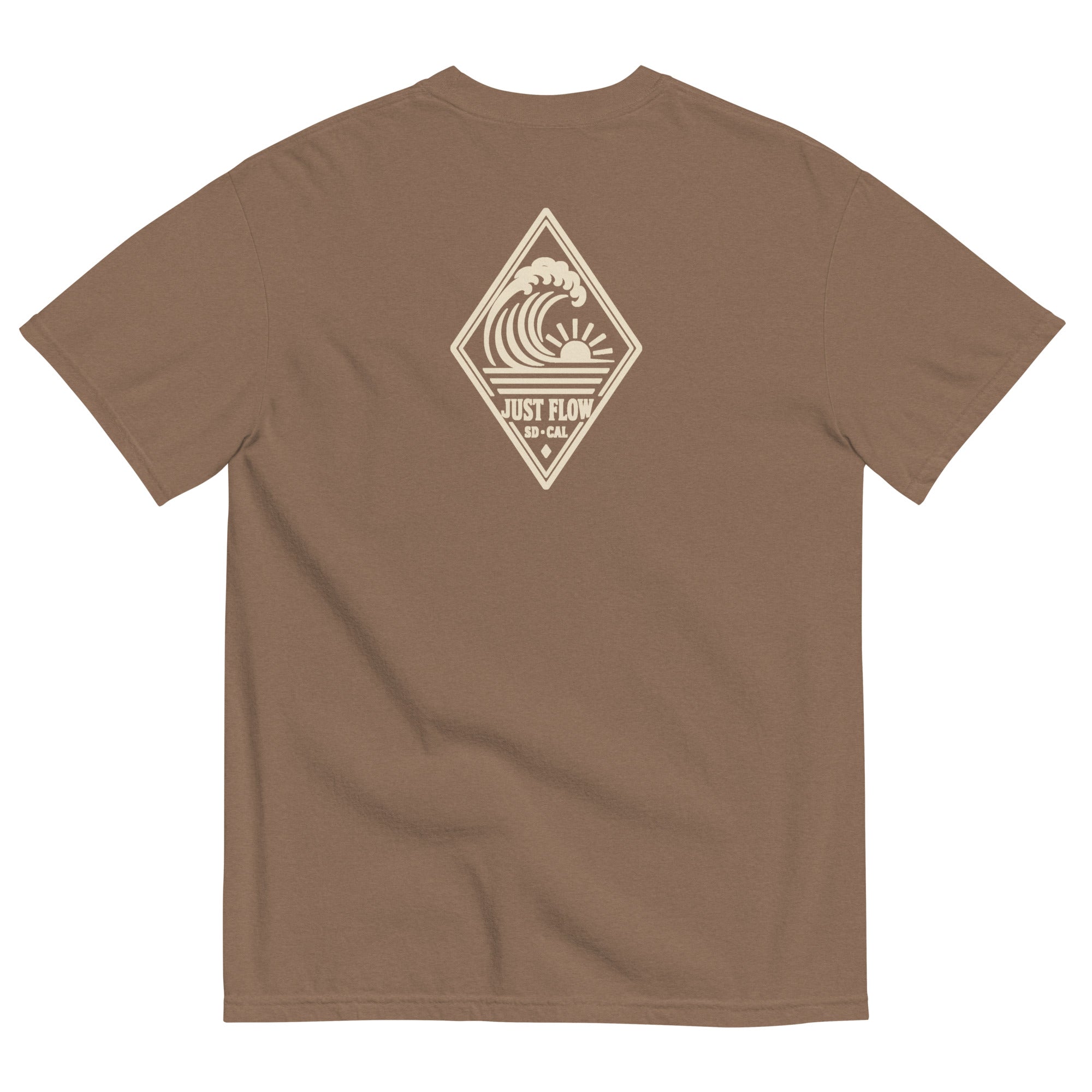 Vertical Wave Diamond DTF Heavyweight Tee in Espresso, back graphic