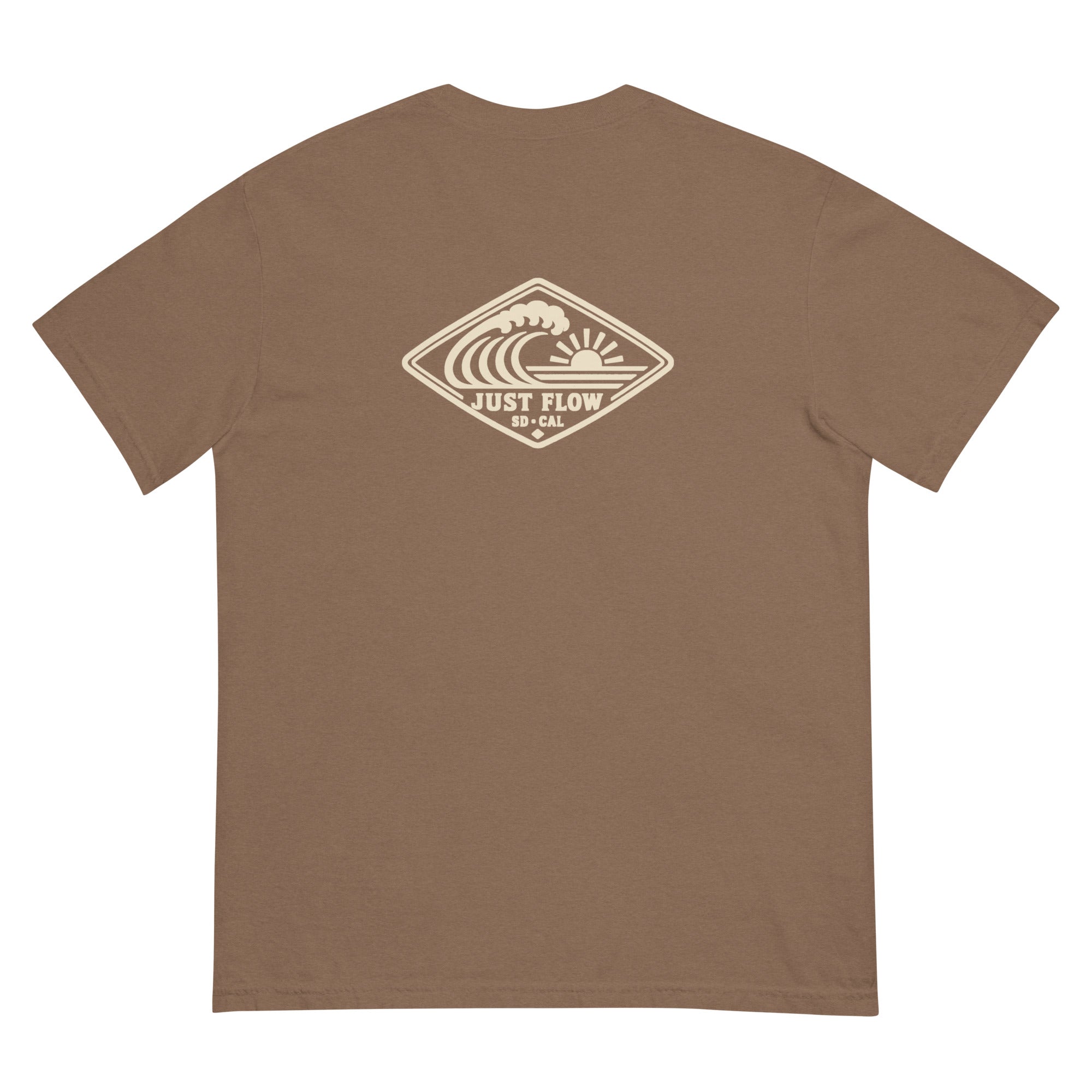 Horizontal Wave Diamond DTF Heavyweight Tee in Espresso, back graphic