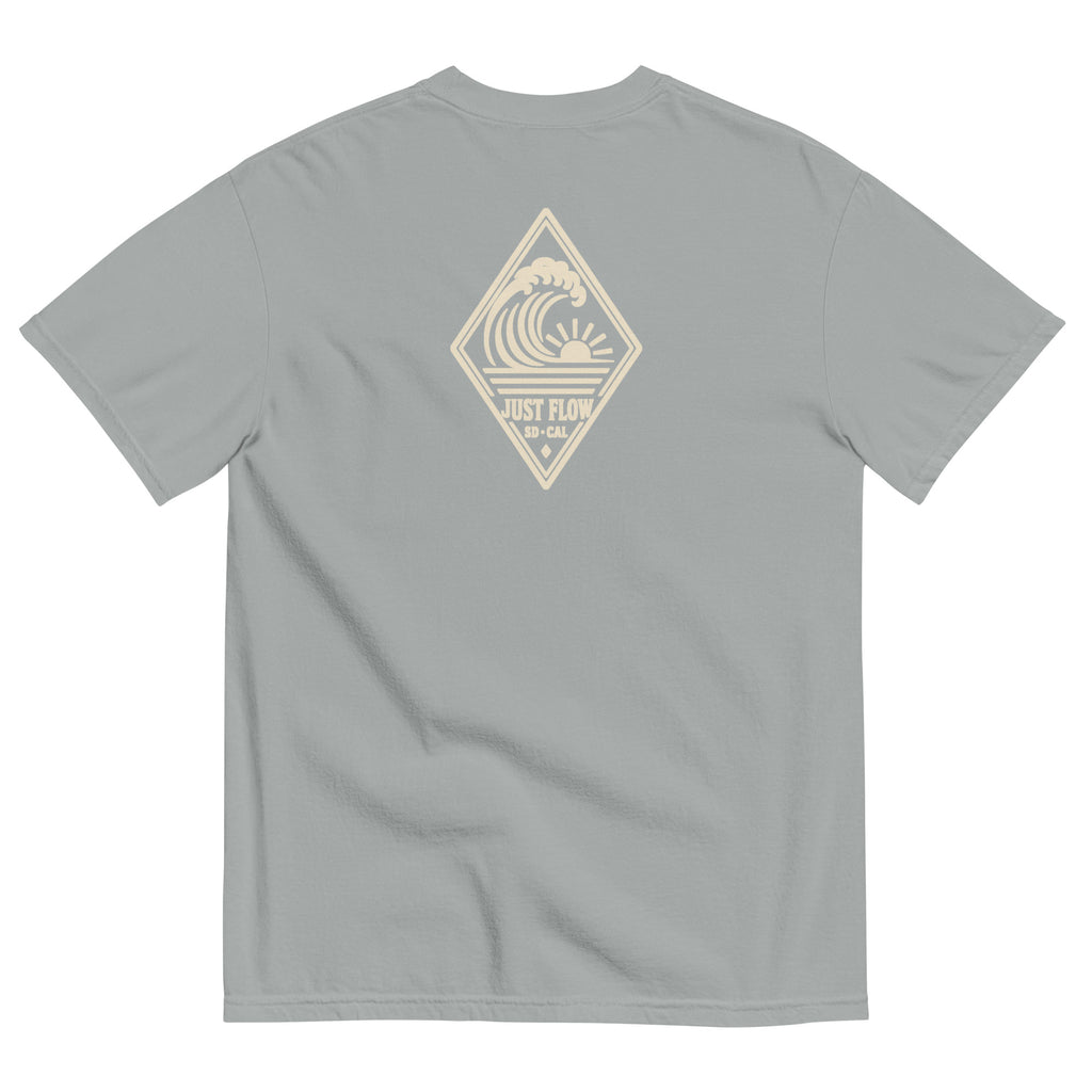 Vertical Wave Diamond DTF Heavyweight Tee in Granite, back graphic