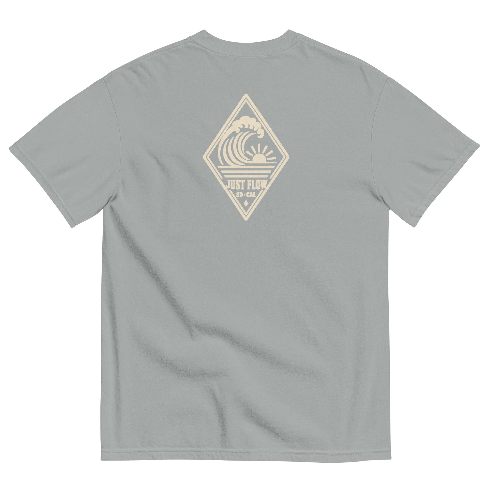 Vertical Wave Diamond DTF Heavyweight Tee in Granite, back graphic
