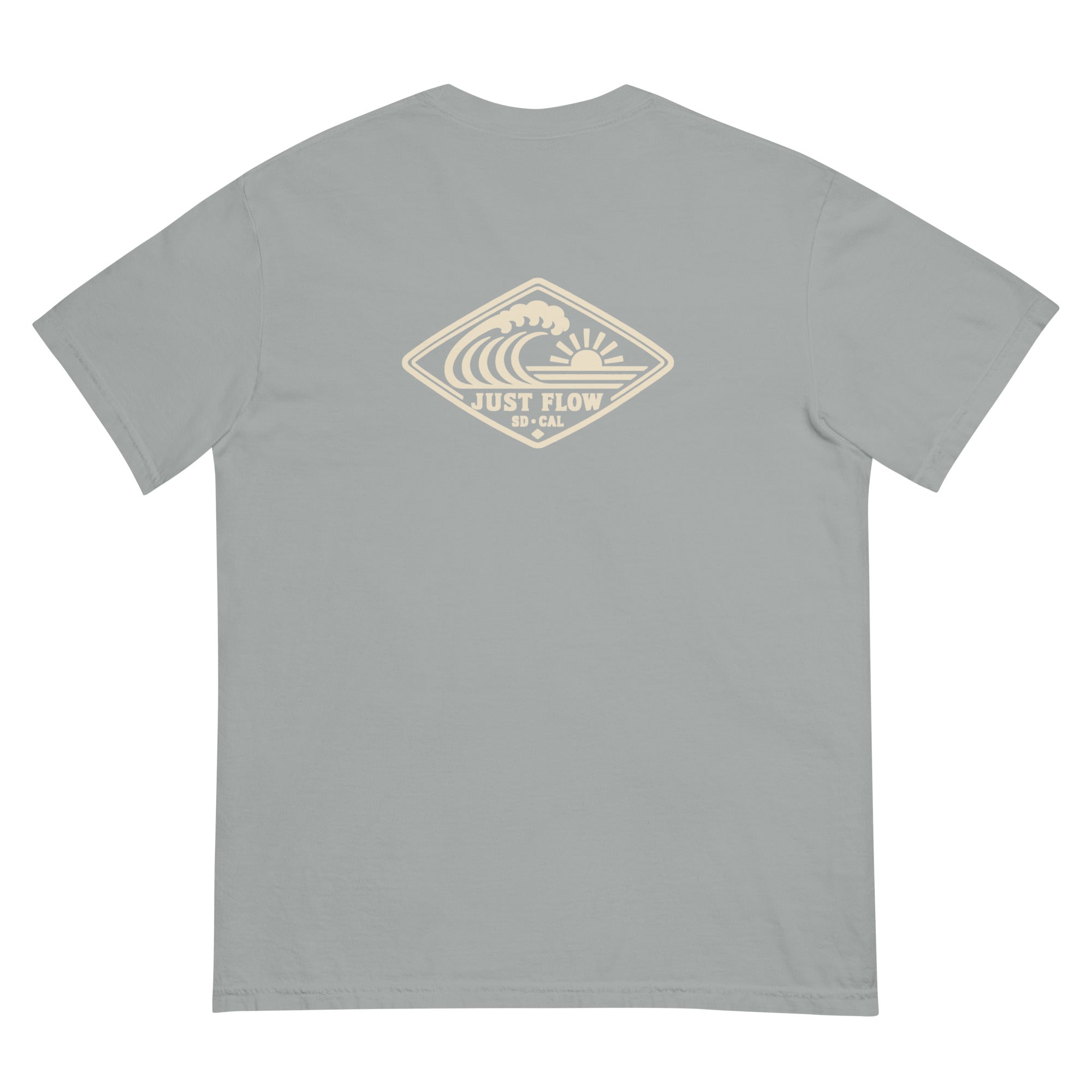 Horizontal Wave Diamond DTF Heavyweight Tee in Granite, back graphic