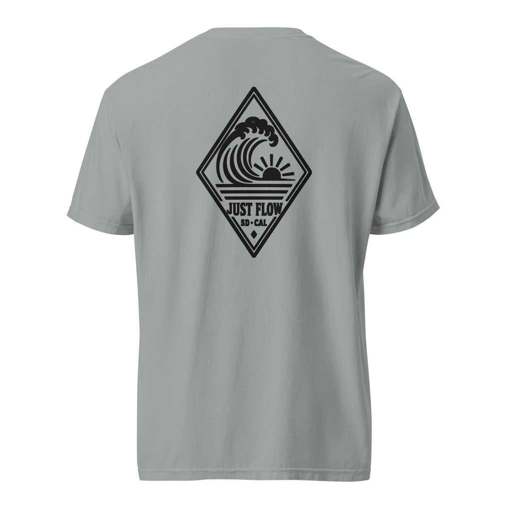 Vertical Wave Diamond heavyweight tee in Granite with the black mark, back graphic