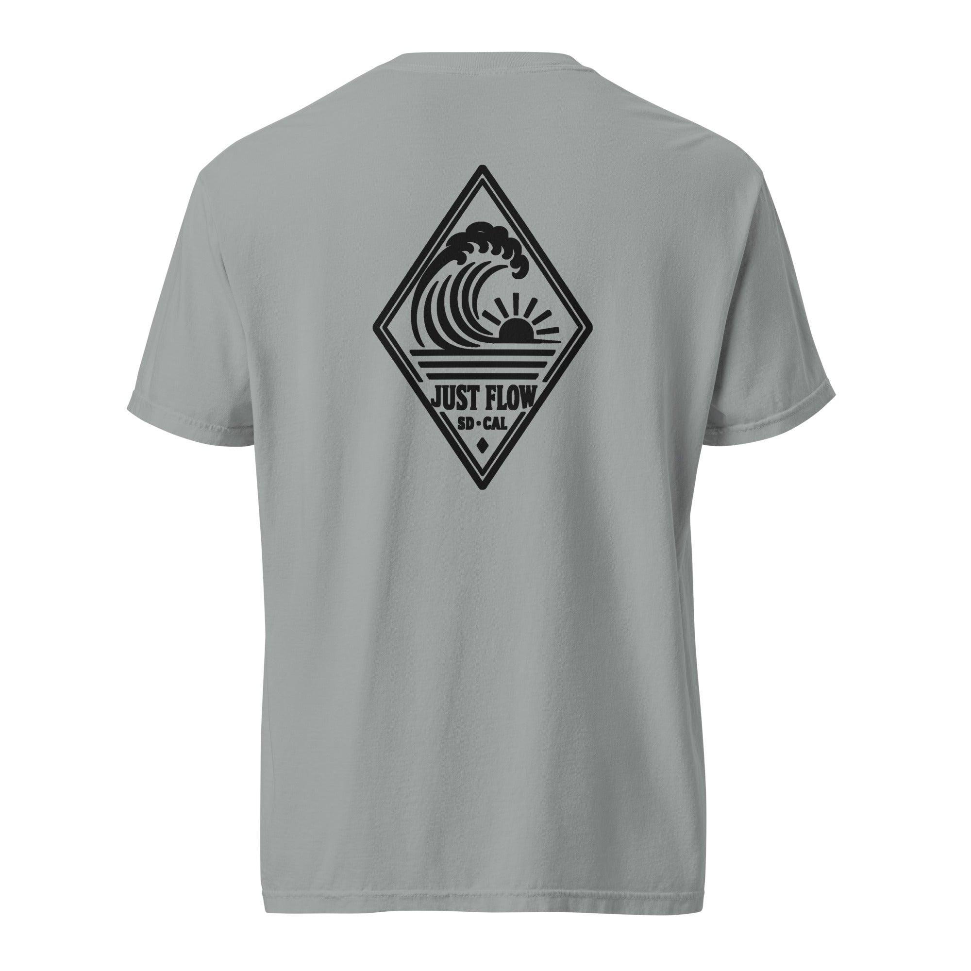 Vertical Wave Diamond heavyweight tee in Granite with the black mark, back graphic