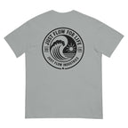 Circular Wave Crest heavyweight tee in Granite with the black crest, back graphic