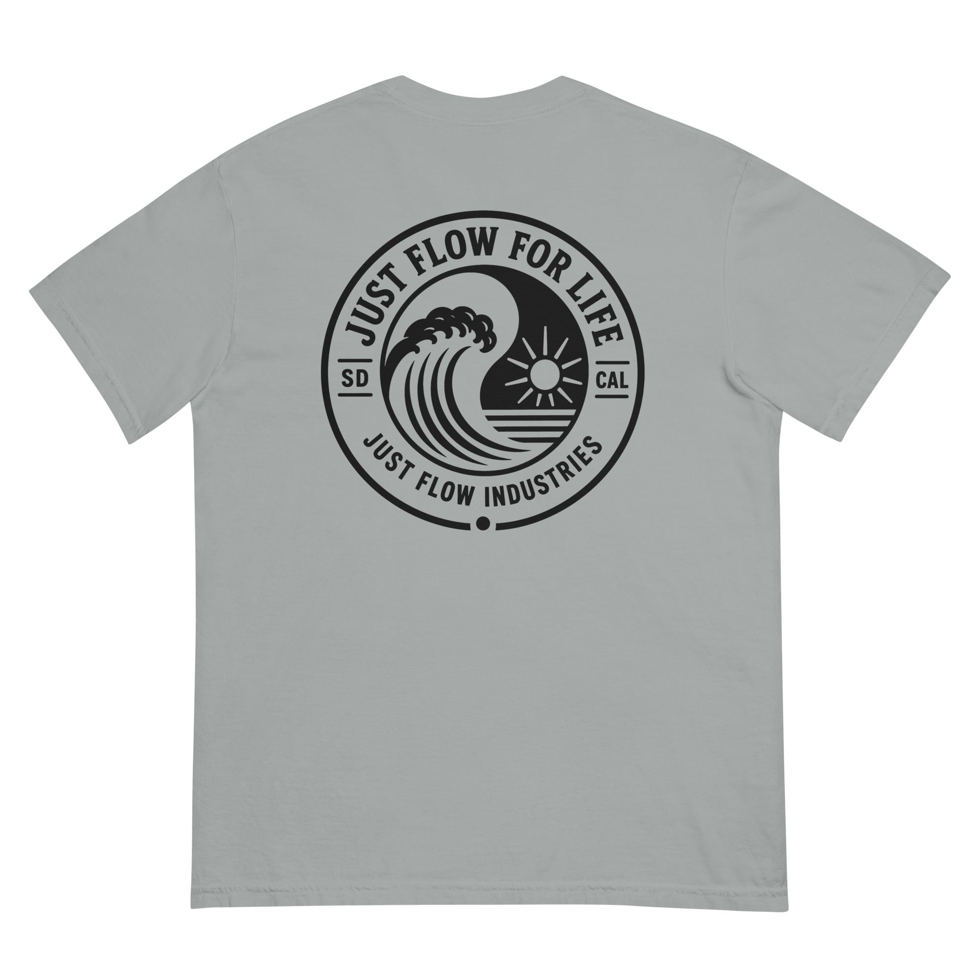 Circular Wave Crest heavyweight tee in Granite with the black crest, back graphic