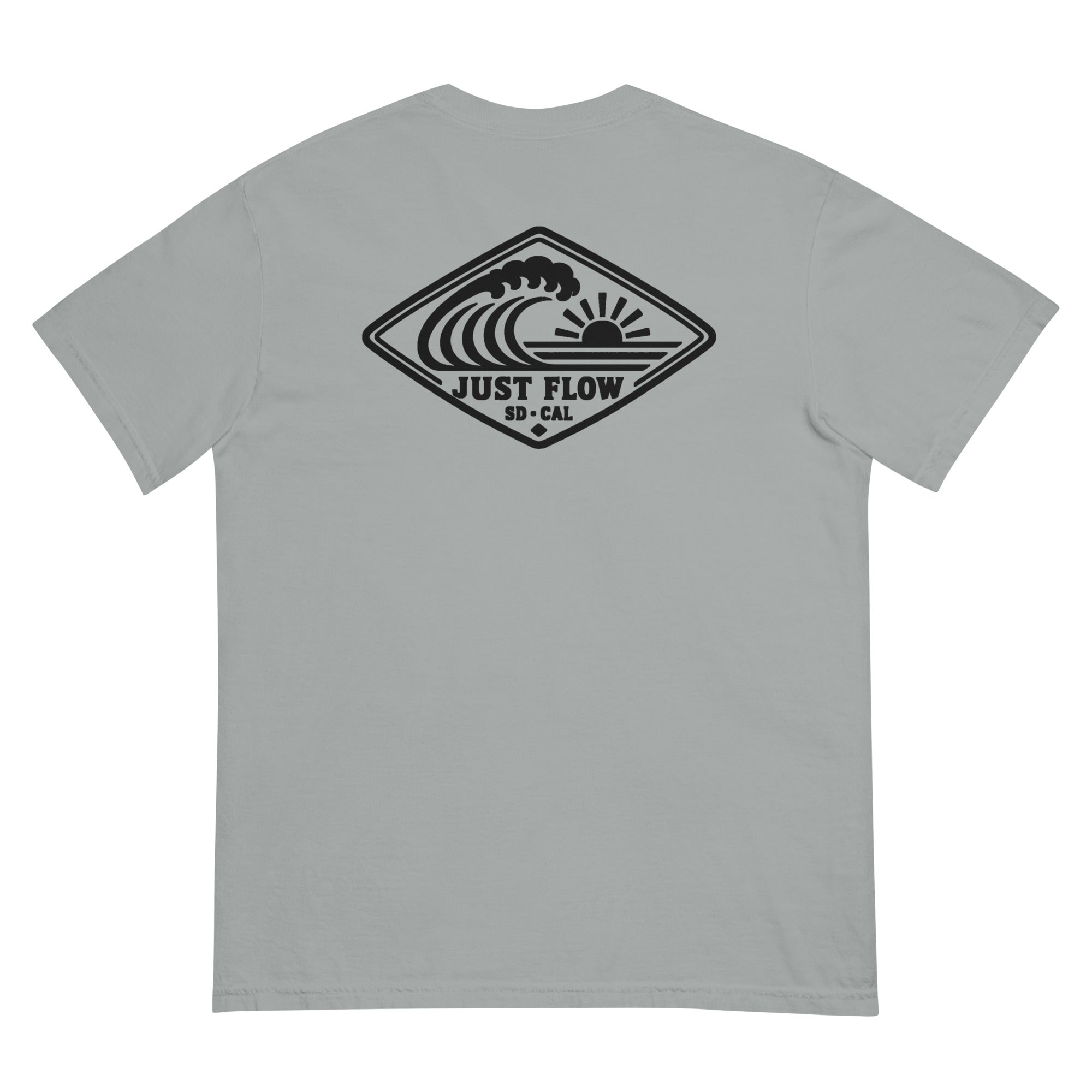 Horizontal Wave Diamond heavyweight tee in Granite with the black mark, back graphic