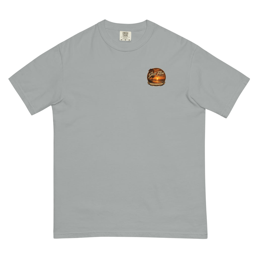 Golden Hour Lifeguard Tower heavyweight tee in Granite, front