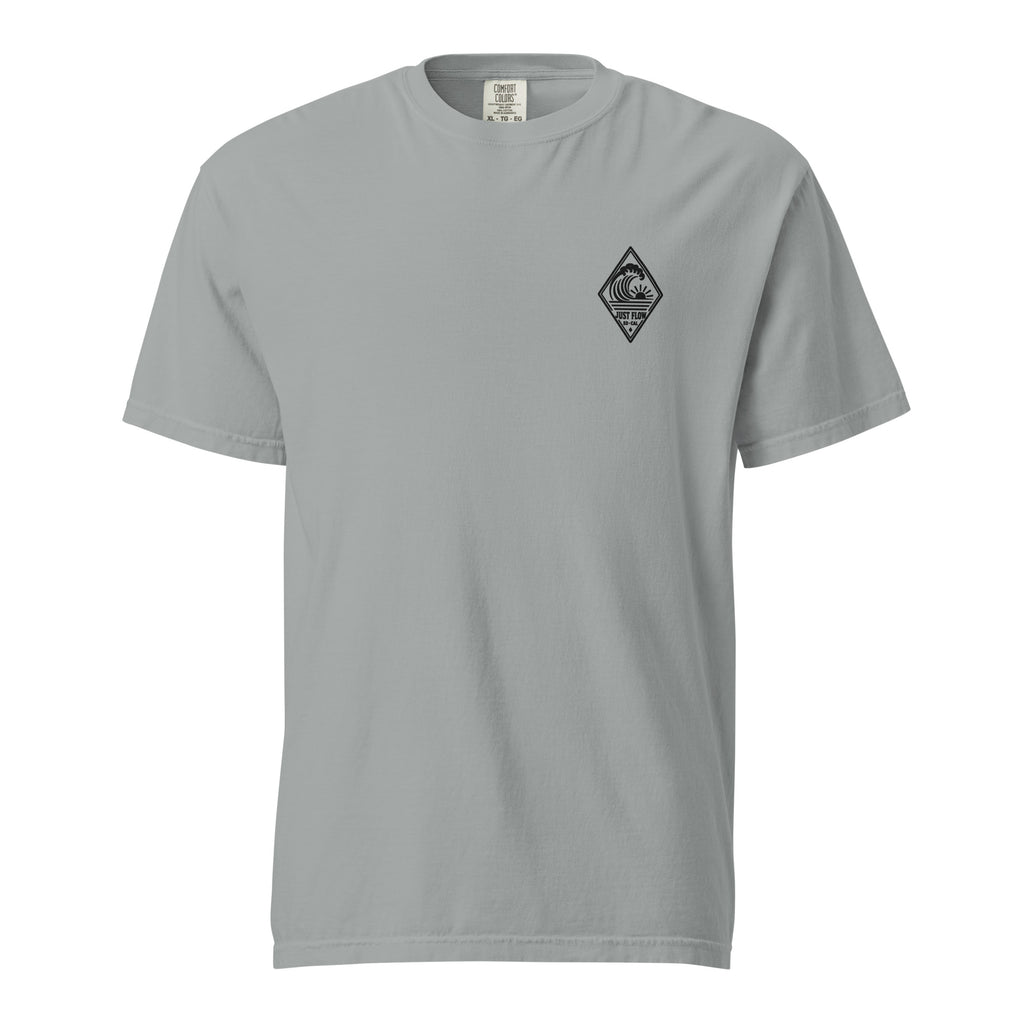 Vertical Wave Diamond heavyweight tee in Granite with the black mark, front