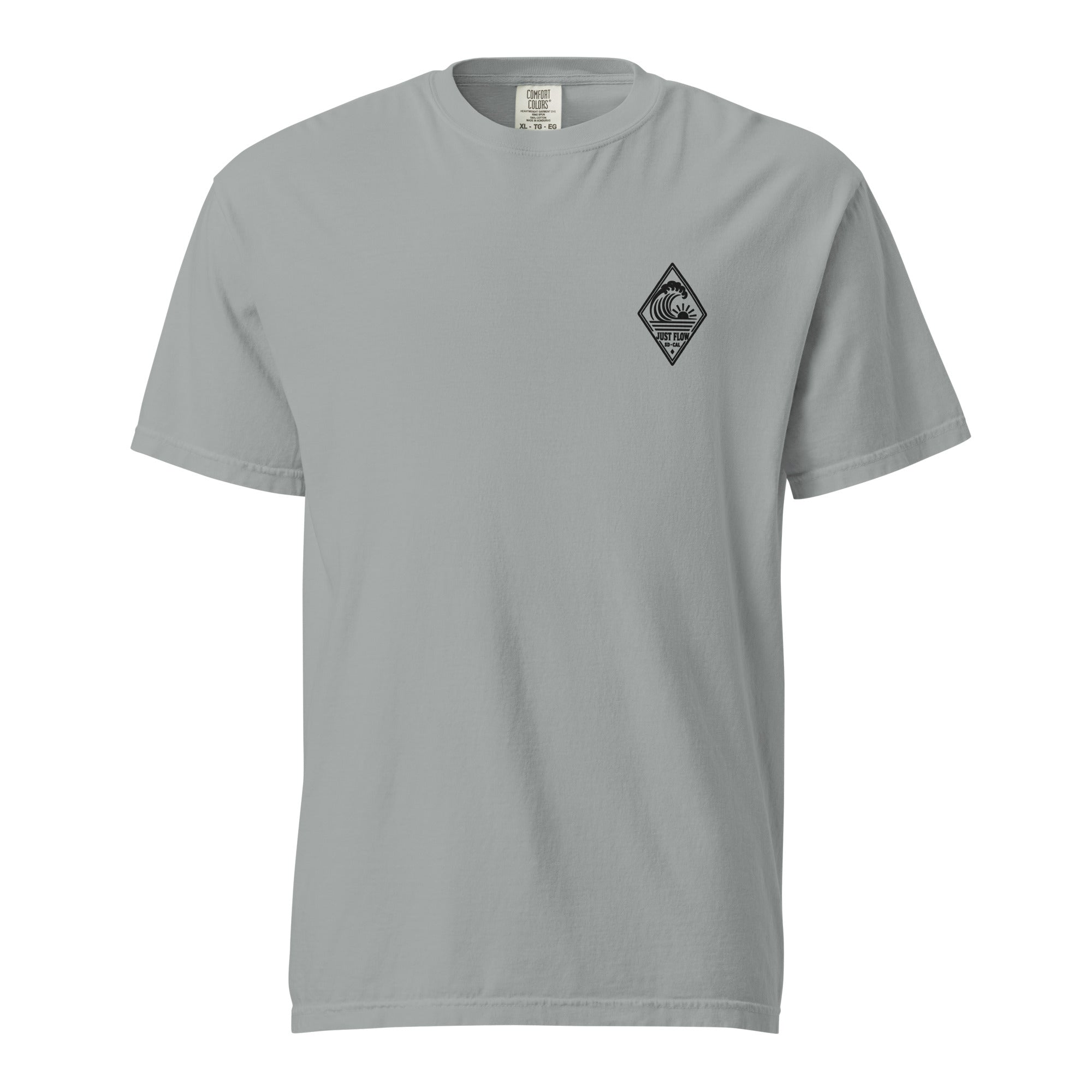 Vertical Wave Diamond heavyweight tee in Granite with the black mark, front