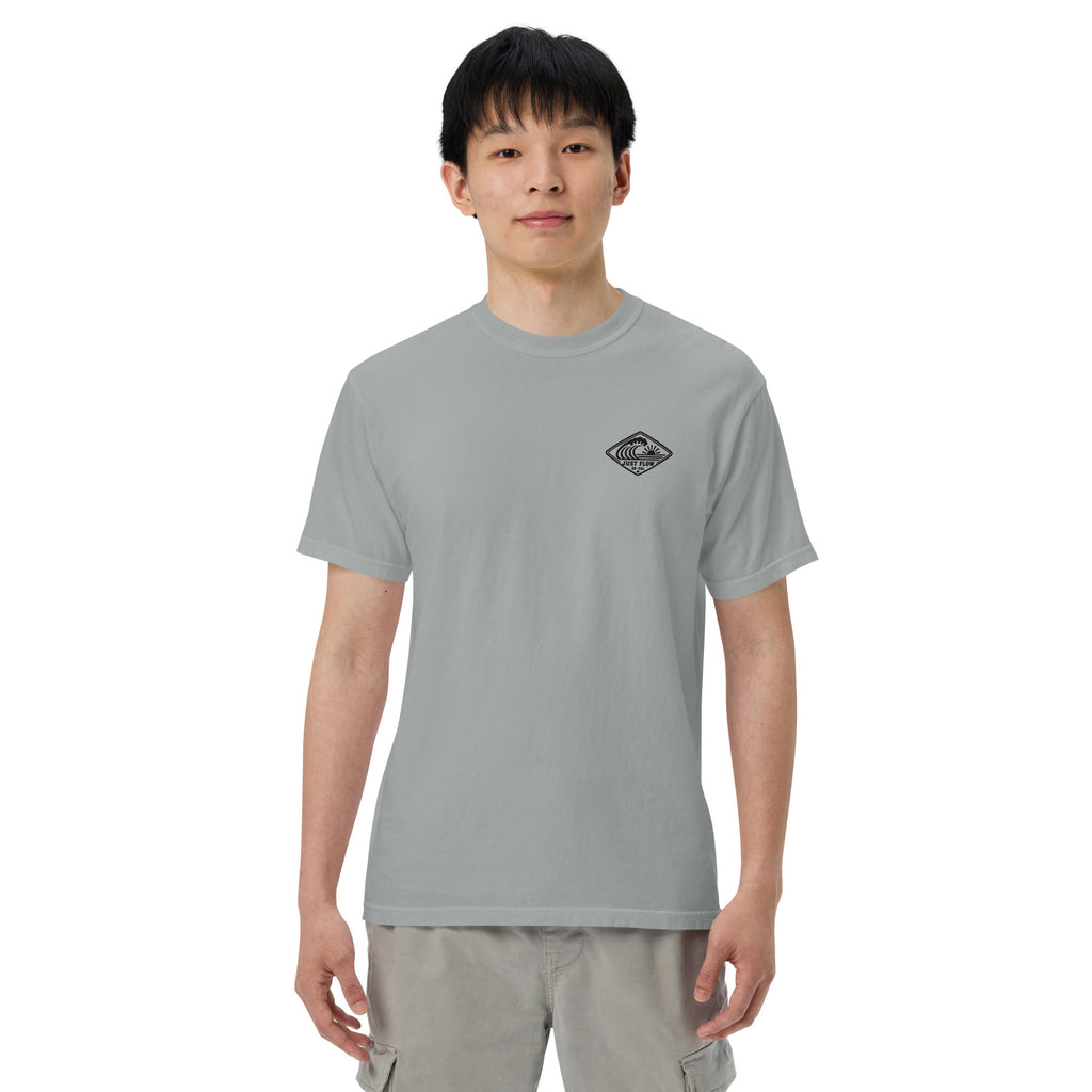 Horizontal Wave Diamond heavyweight tee in Granite with the black mark, front