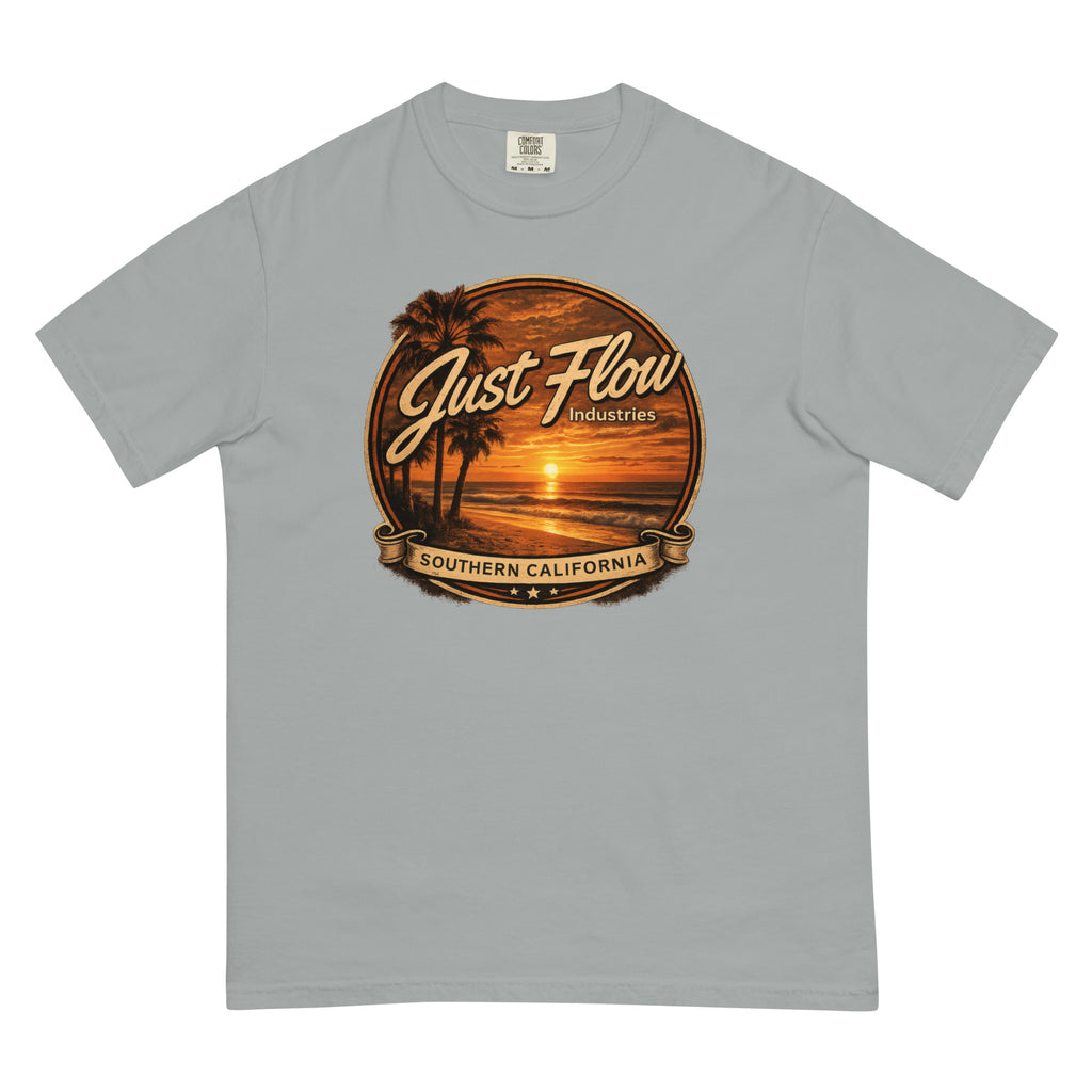 Golden Hour Feature heavyweight tee in Granite, front badge