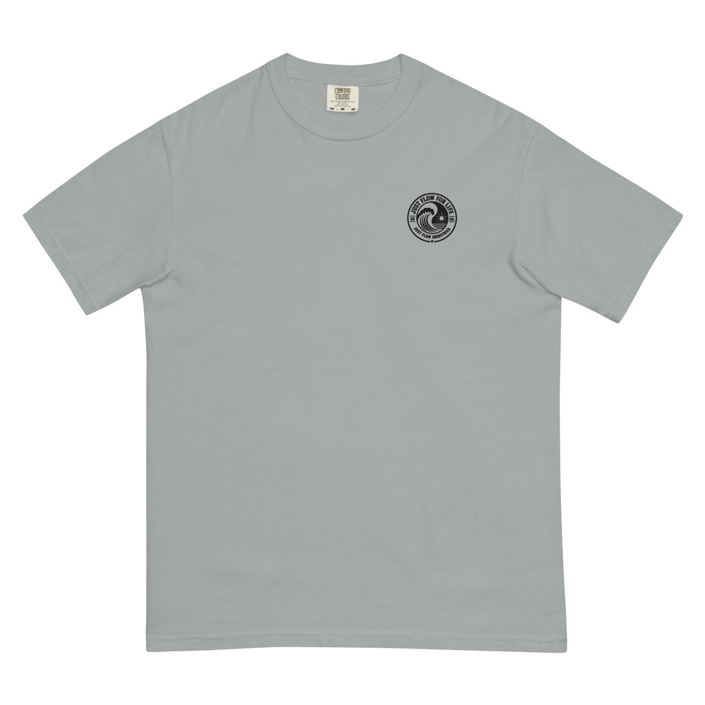Circular Wave Crest heavyweight tee in Granite with the black crest, front