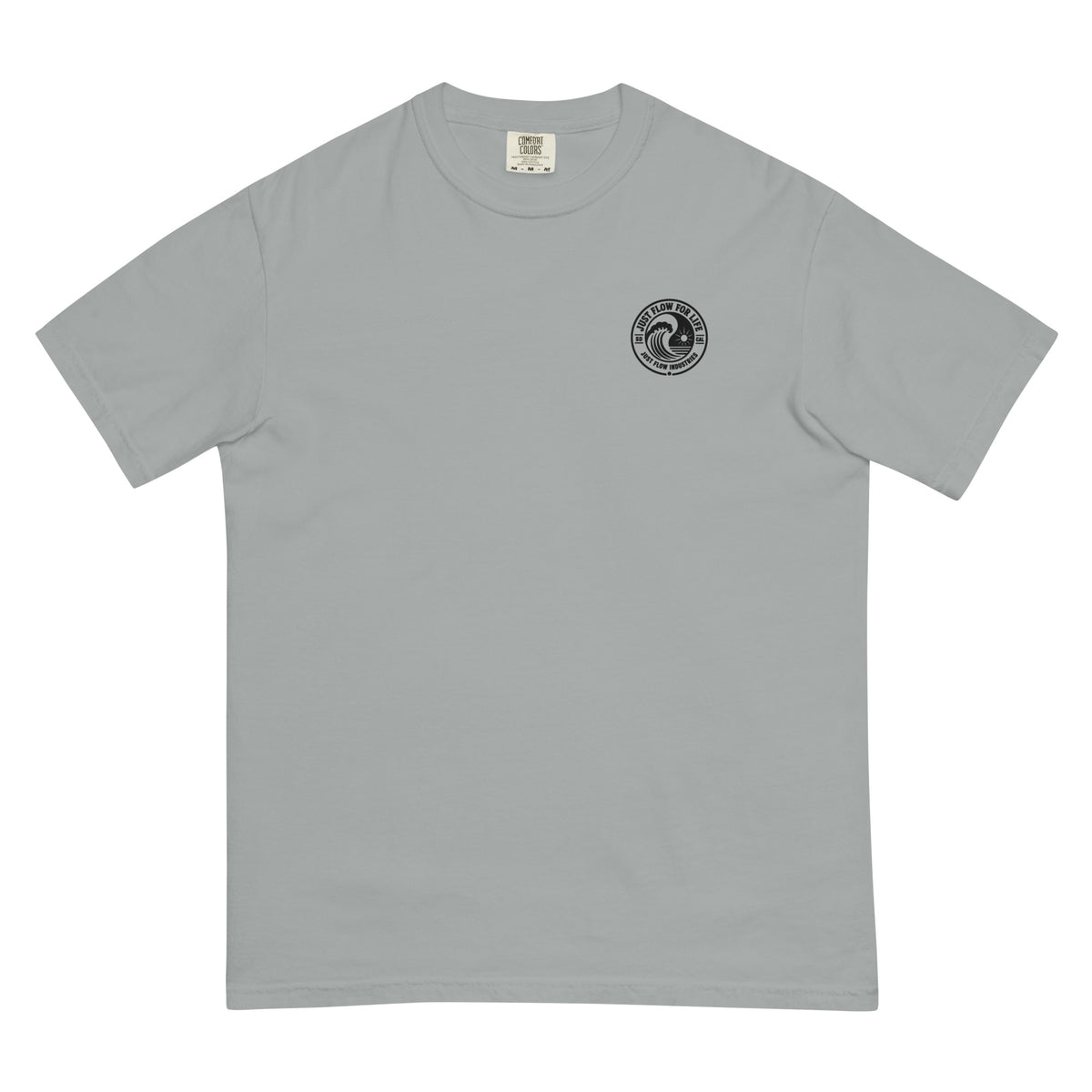 Circular Wave Crest heavyweight tee in Granite with the black crest, front