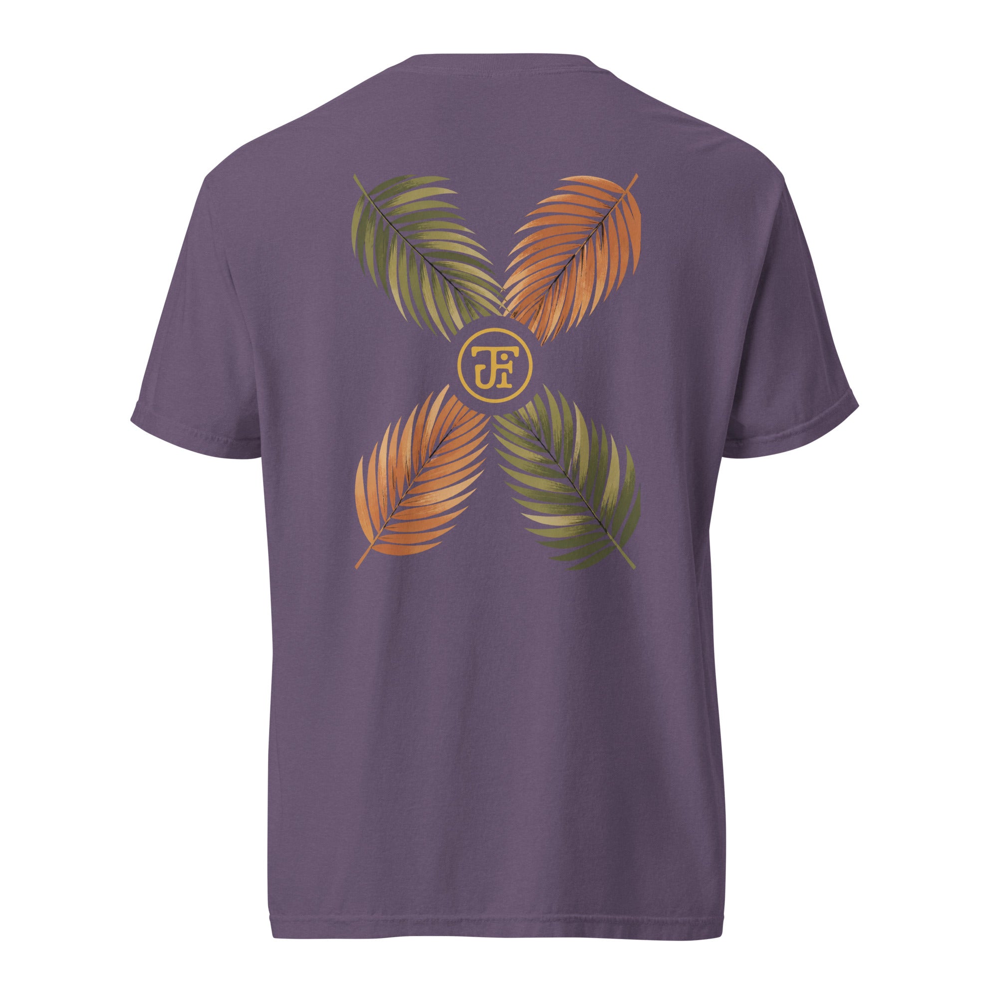 Palm Frond Heavyweight Tee in Grape, back print