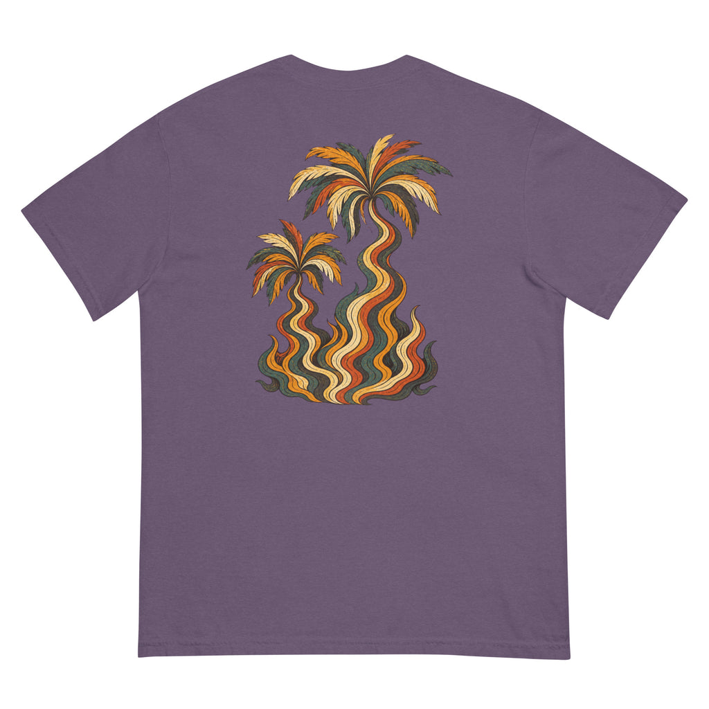 Palm Smoke Heavyweight Tee in Grape, back print