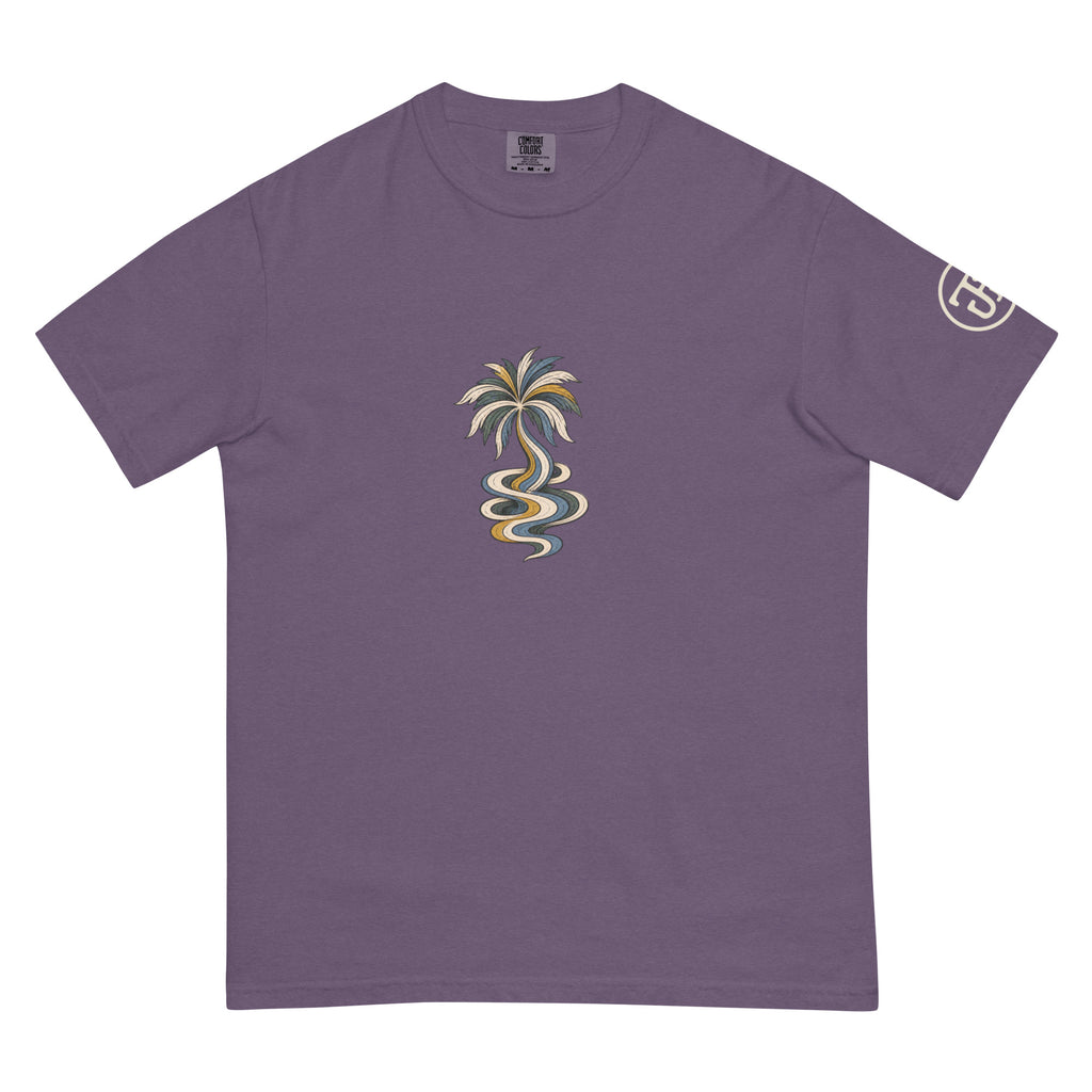 Palm Smoke II Heavyweight Tee in Grape, left sleeve