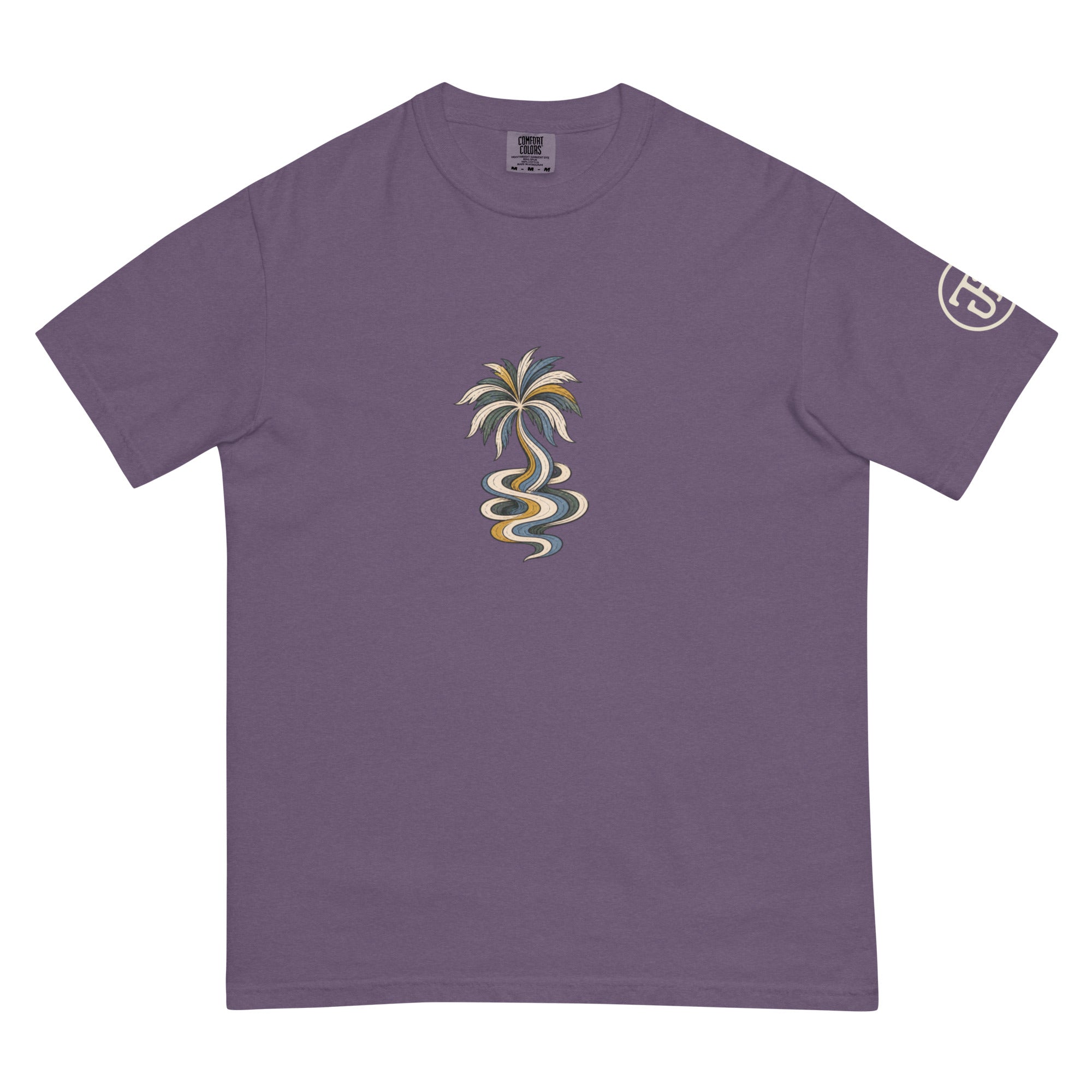 Palm Smoke II Heavyweight Tee in Grape, left sleeve