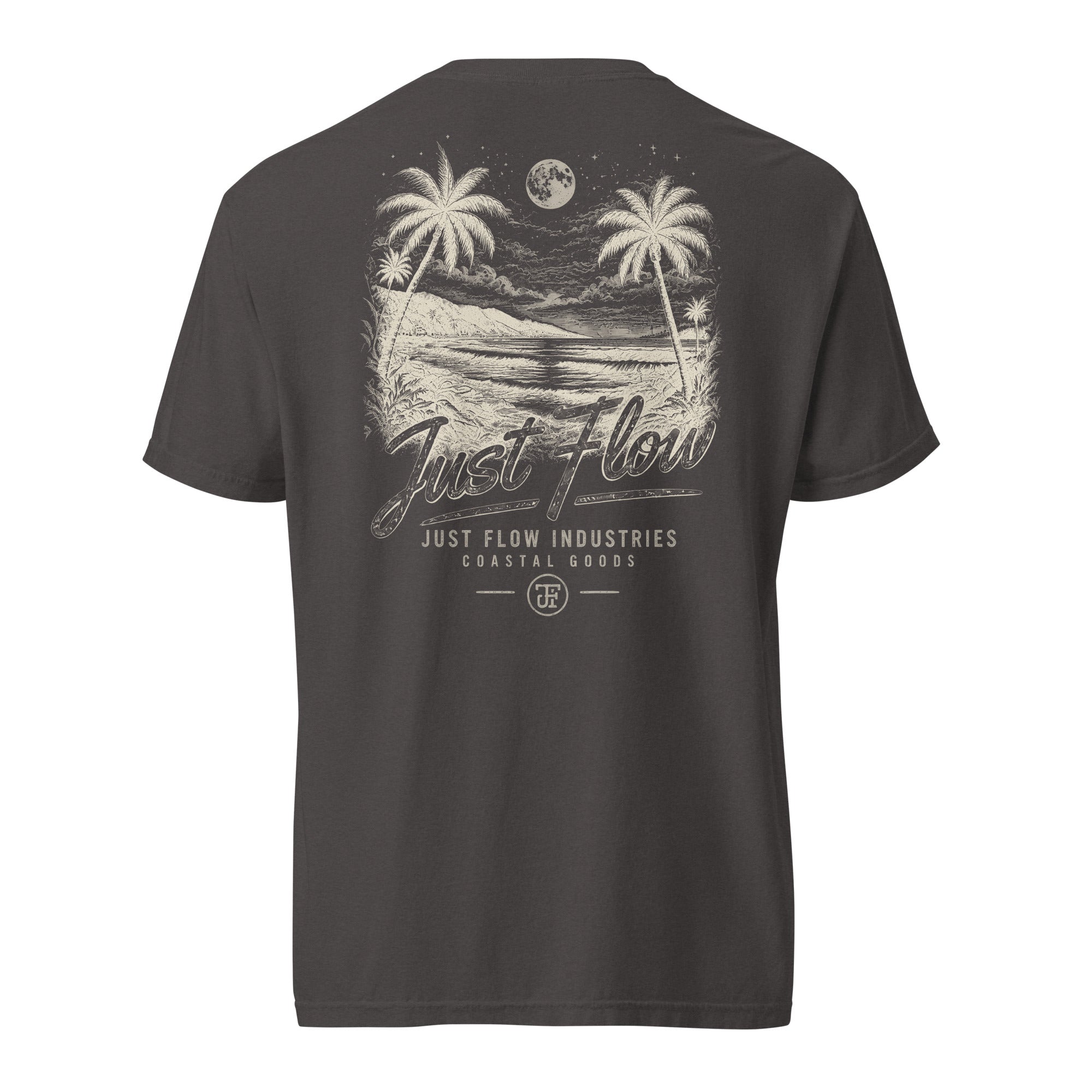 After Dark Heavyweight Tee — washed Graphite, back, After Dark print