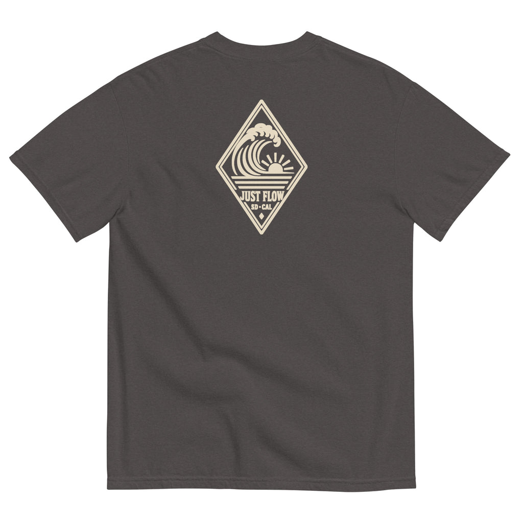 Vertical Wave Diamond DTF Heavyweight Tee in Graphite, back graphic