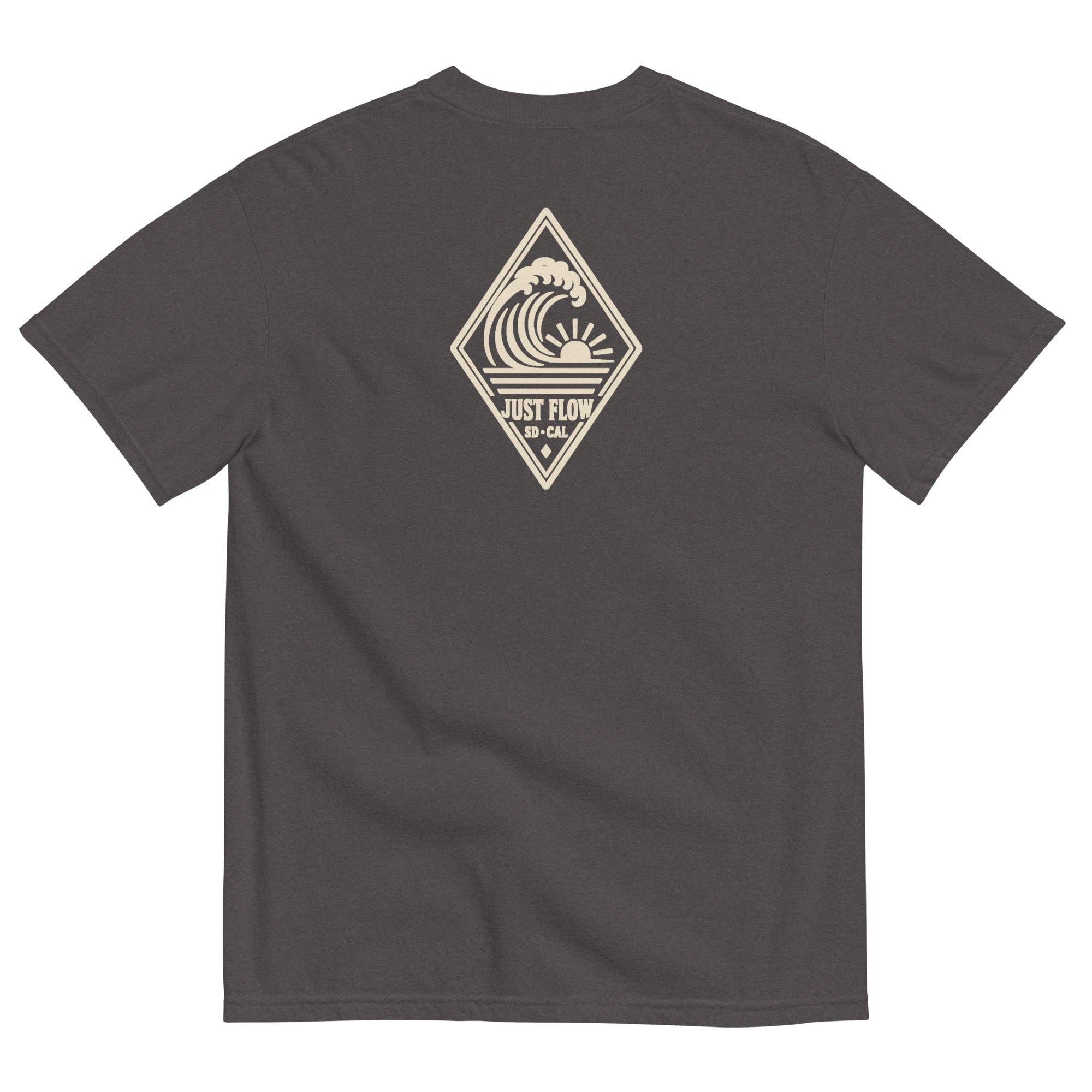 Vertical Wave Diamond DTF Heavyweight Tee in Graphite, back graphic