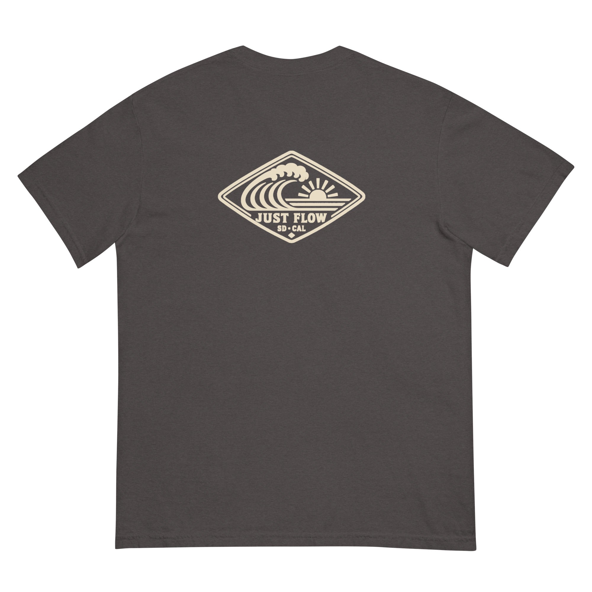 Horizontal Wave Diamond DTF Heavyweight Tee in Graphite, back graphic
