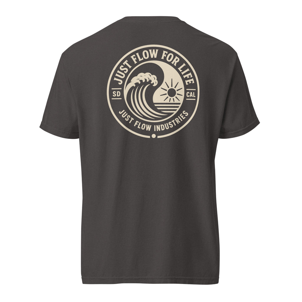 Circular Wave Crest heavyweight tee in Graphite with the bone crest, back graphic