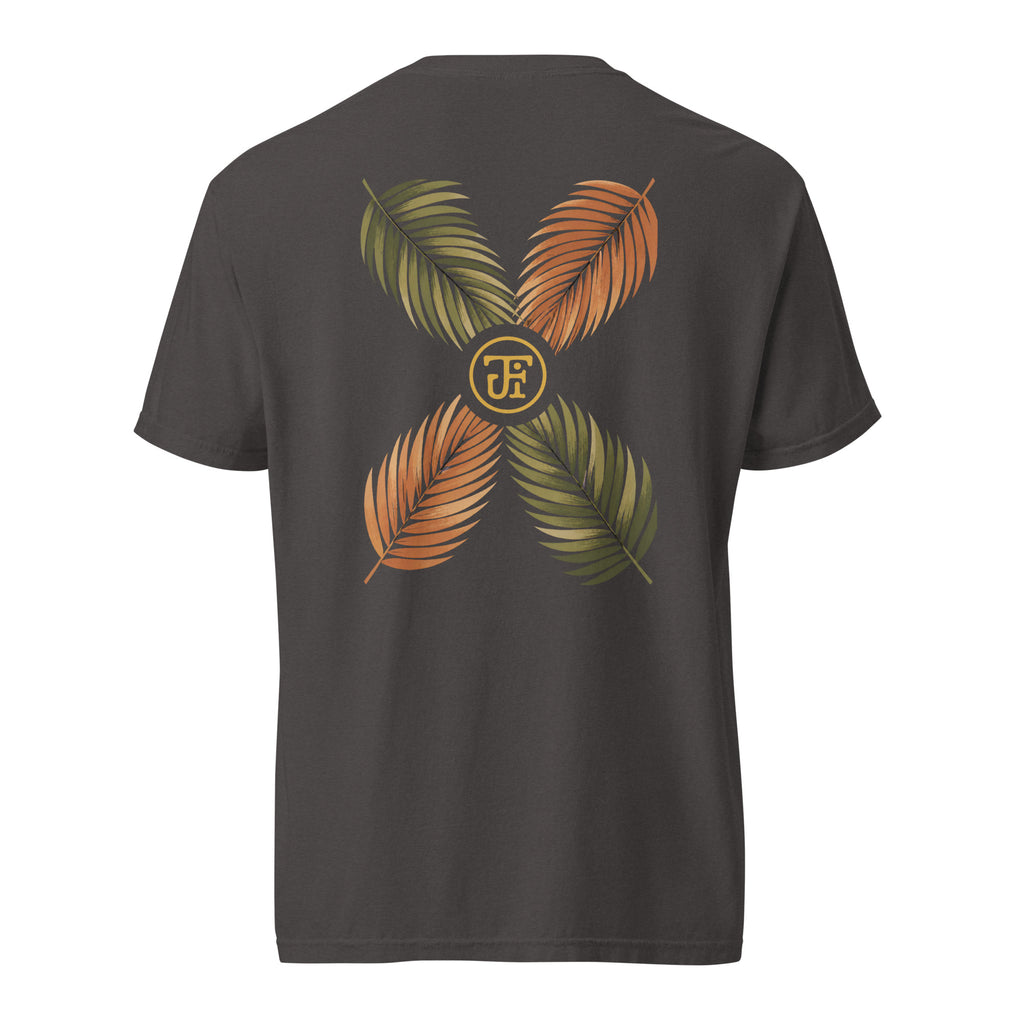 Palm Frond Heavyweight Tee in Graphite, back print