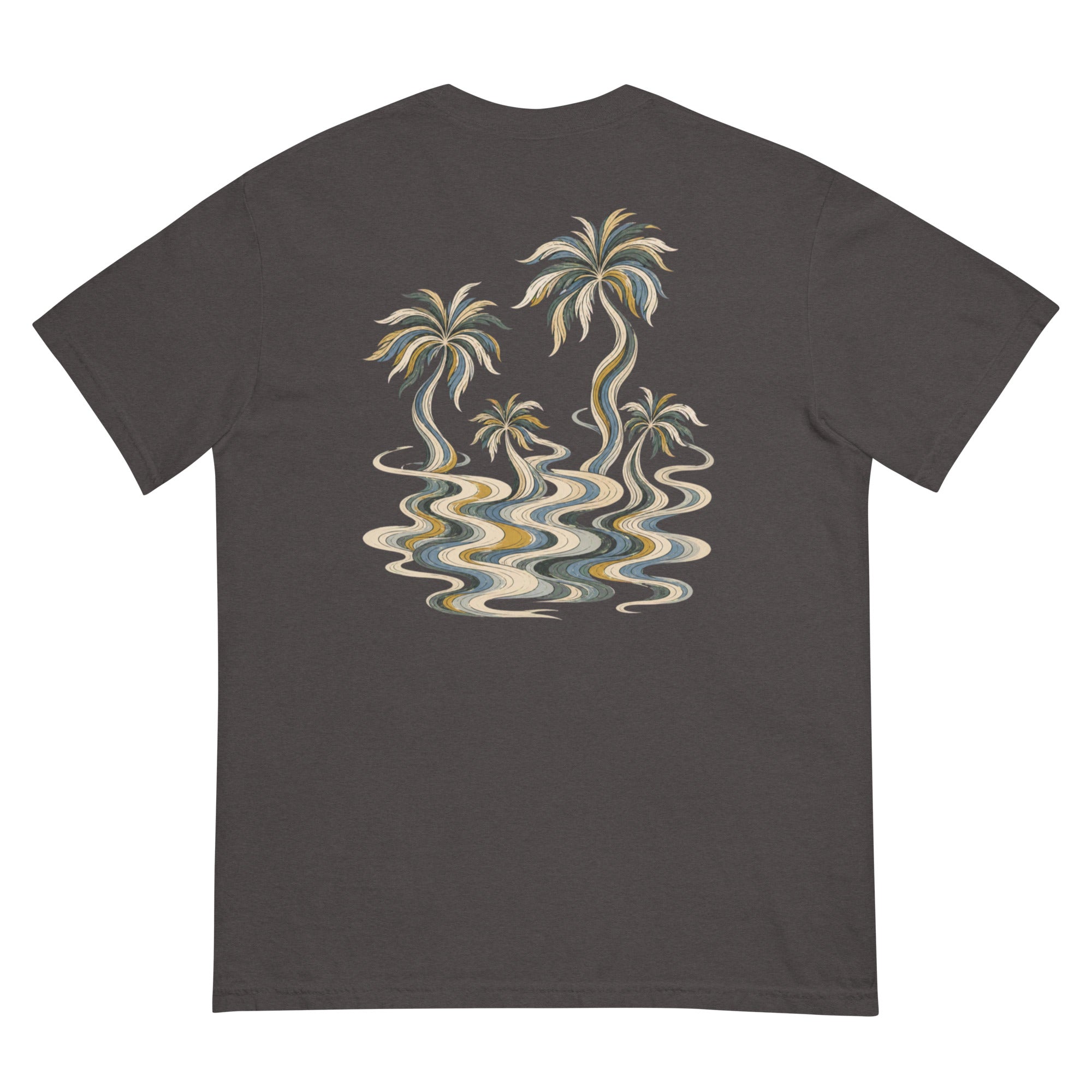 Palm Smoke II Heavyweight Tee in Graphite, back print