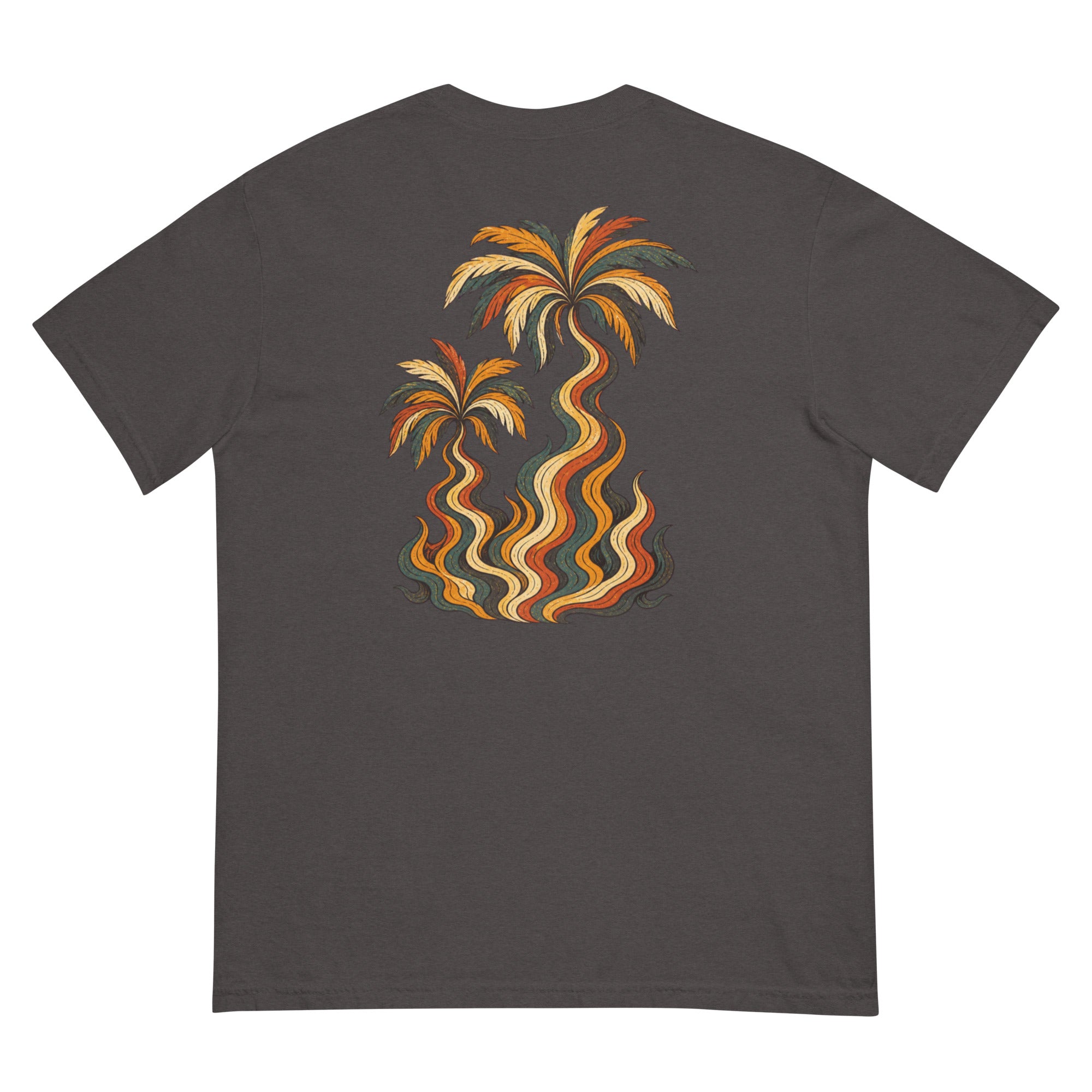 Palm Smoke Heavyweight Tee in Graphite, back print