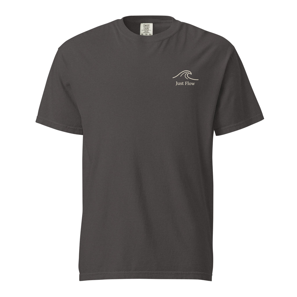 Palm Frequency Heavyweight Tee — washed Graphite, front, wave mark at left chest