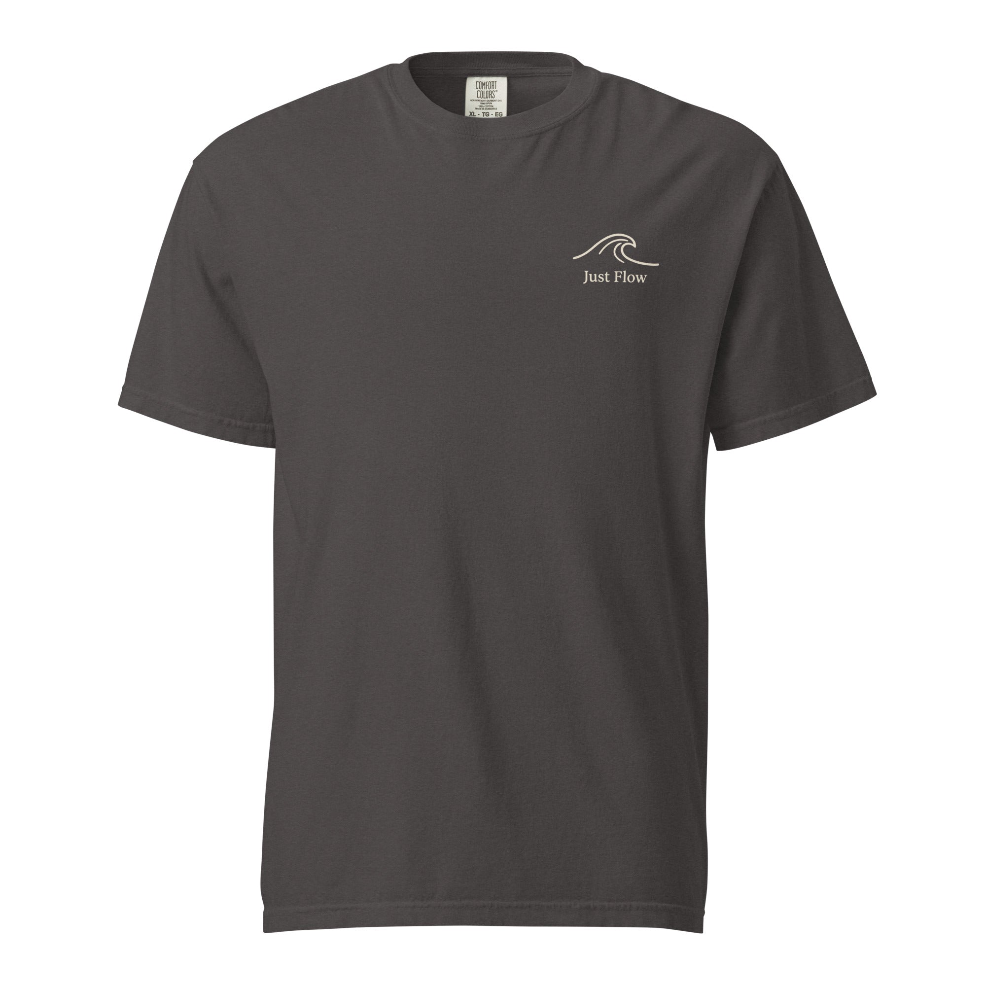 Palm Frequency Heavyweight Tee — washed Graphite, front, wave mark at left chest