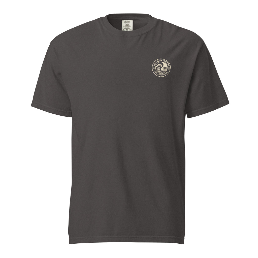 Circular Wave Crest heavyweight tee in Graphite with the bone crest, front
