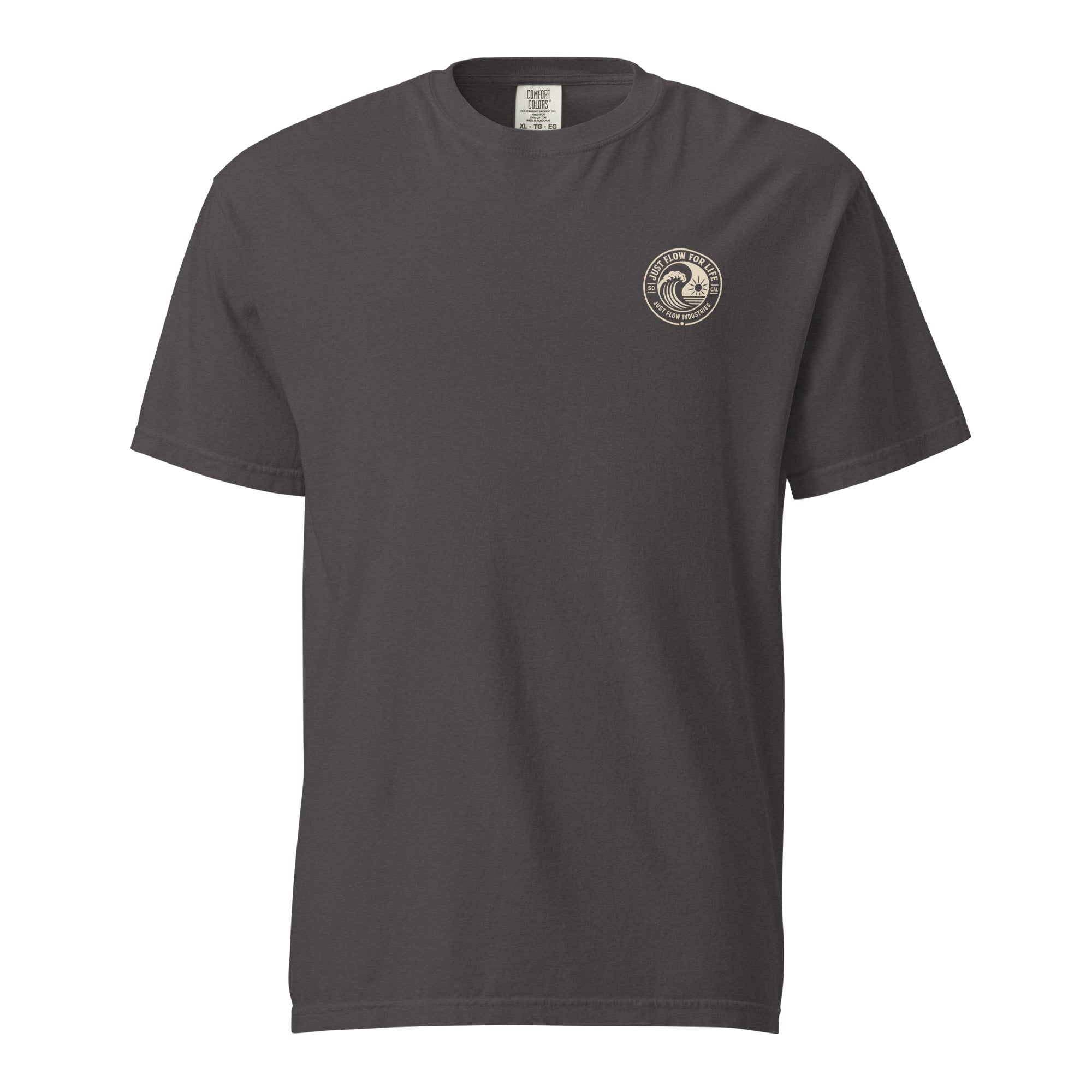 Circular Wave Crest heavyweight tee in Graphite with the bone crest, front