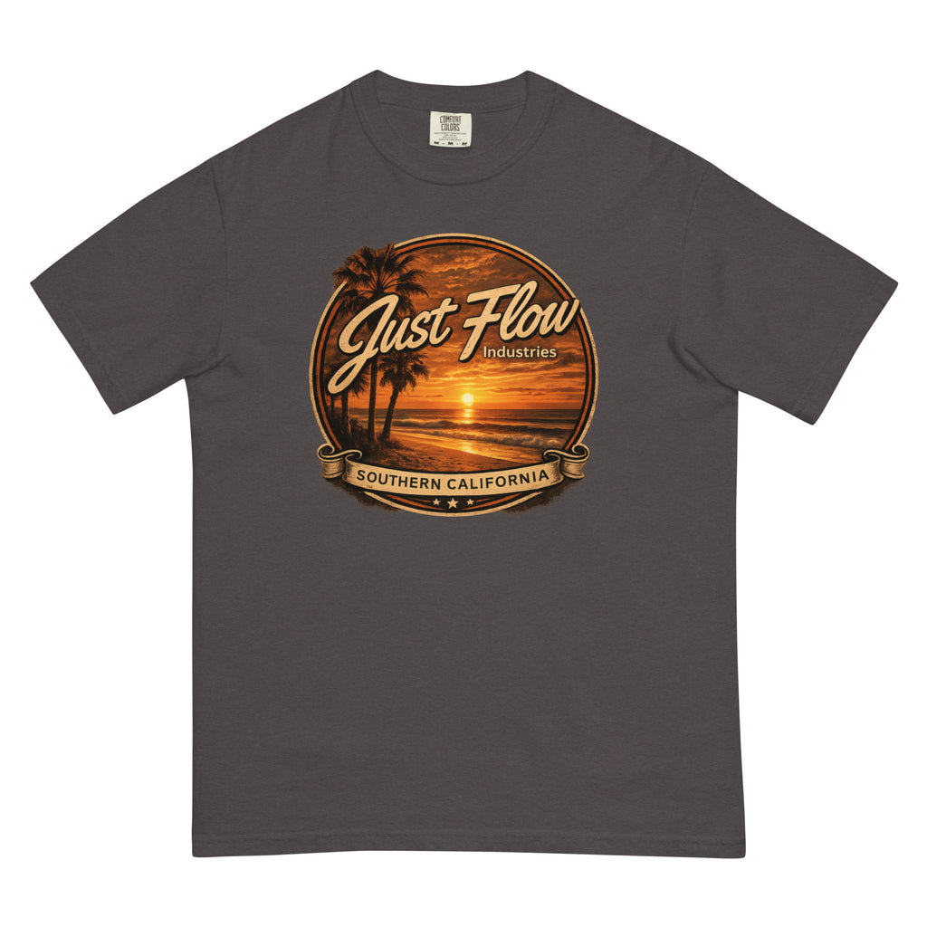 Golden Hour Feature heavyweight tee in Graphite, front badge