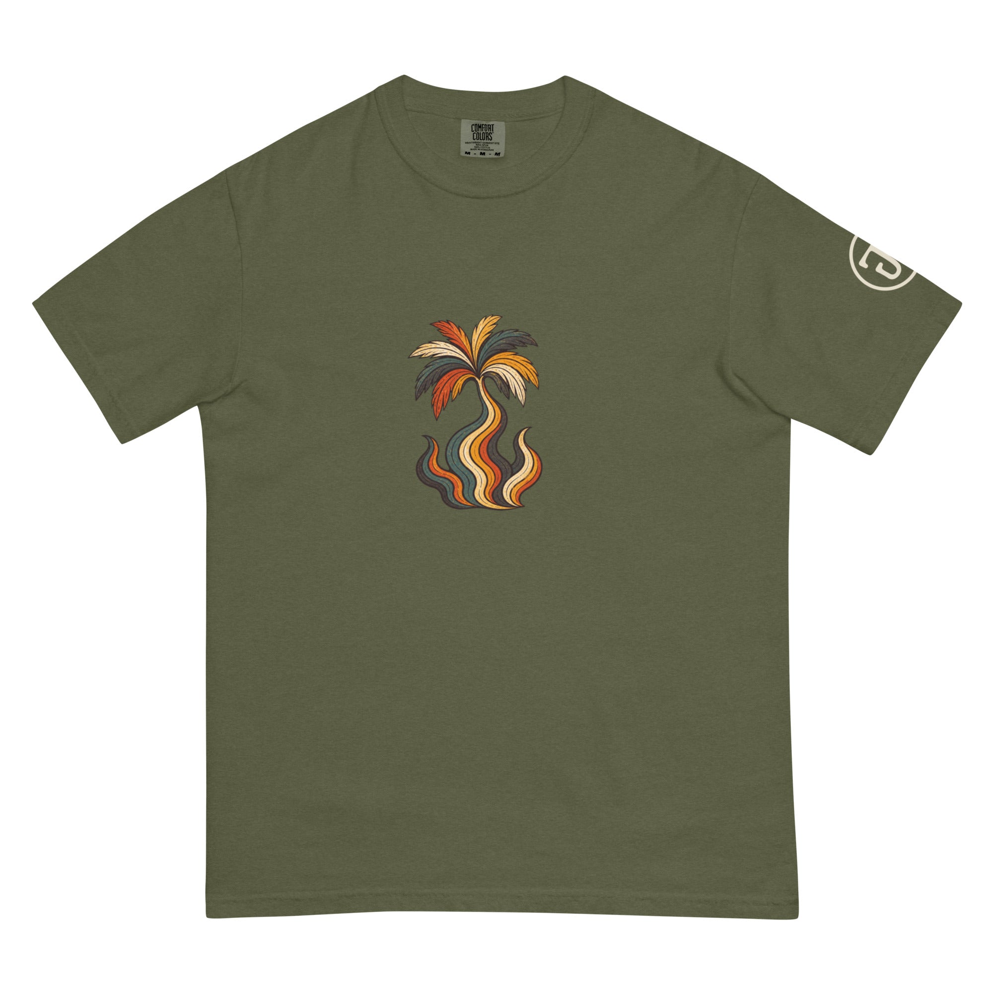 Palm Smoke Heavyweight Tee in Hemp, left sleeve