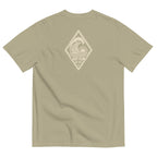 Vertical Wave Diamond DTF Heavyweight Tee in Khaki, back graphic