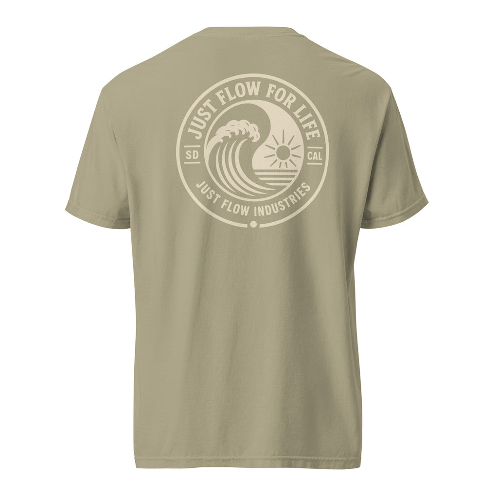 Circular Wave Crest heavyweight tee in Khaki with the bone crest, back graphic