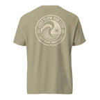 Circular Wave Crest heavyweight tee in Khaki with the bone crest, back graphic