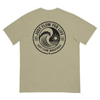 Circular Wave Crest heavyweight tee in Khaki with the black crest, back graphic