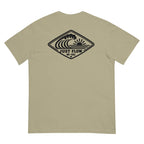 Horizontal Wave Diamond heavyweight tee in Khaki with the black mark, back graphic