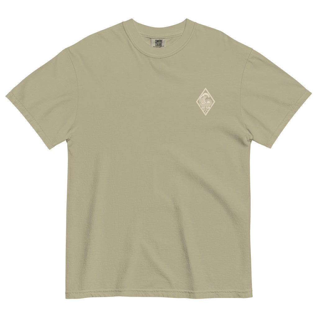 Vertical Wave Diamond DTF Heavyweight Tee in Khaki, front