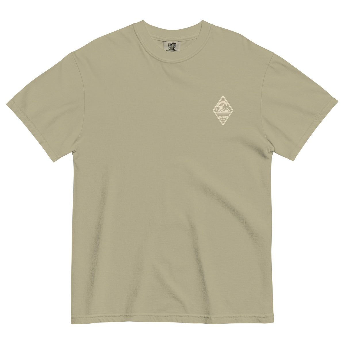 Vertical Wave Diamond DTF Heavyweight Tee in Khaki, front