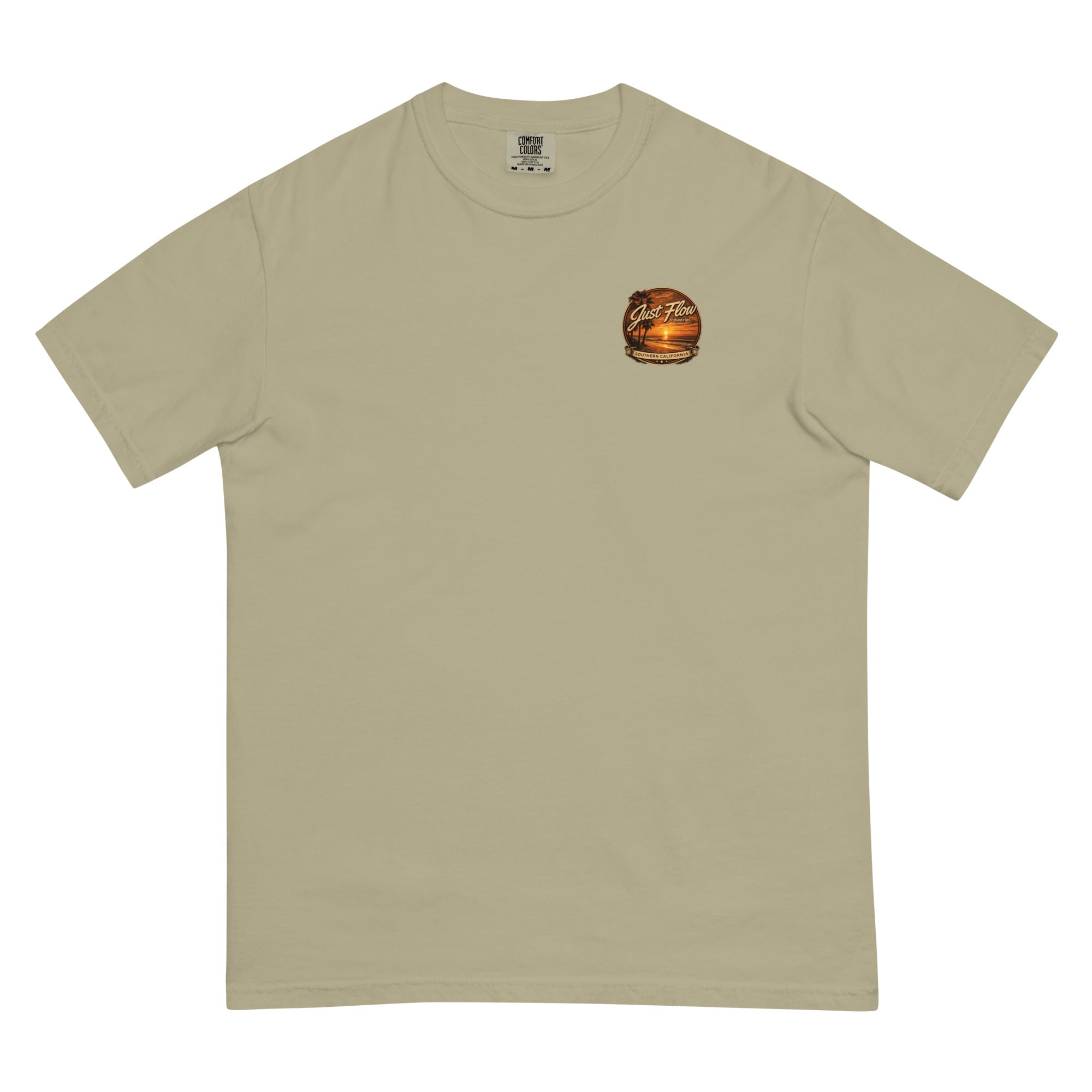 Golden Hour Lifeguard Tower heavyweight tee in Khaki, front